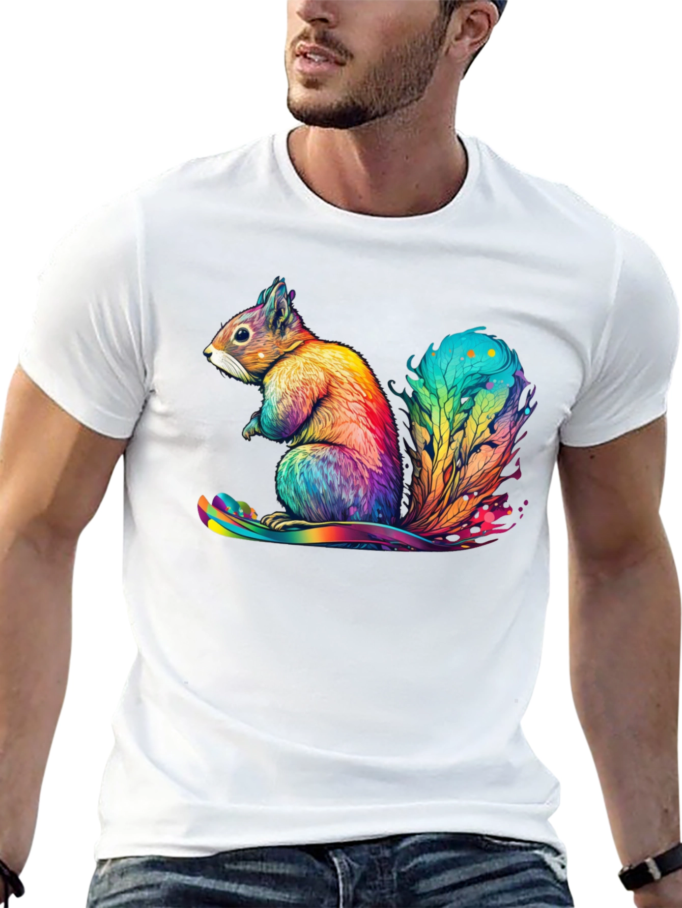 Rainbow Squirrel Graphic T-Shirt