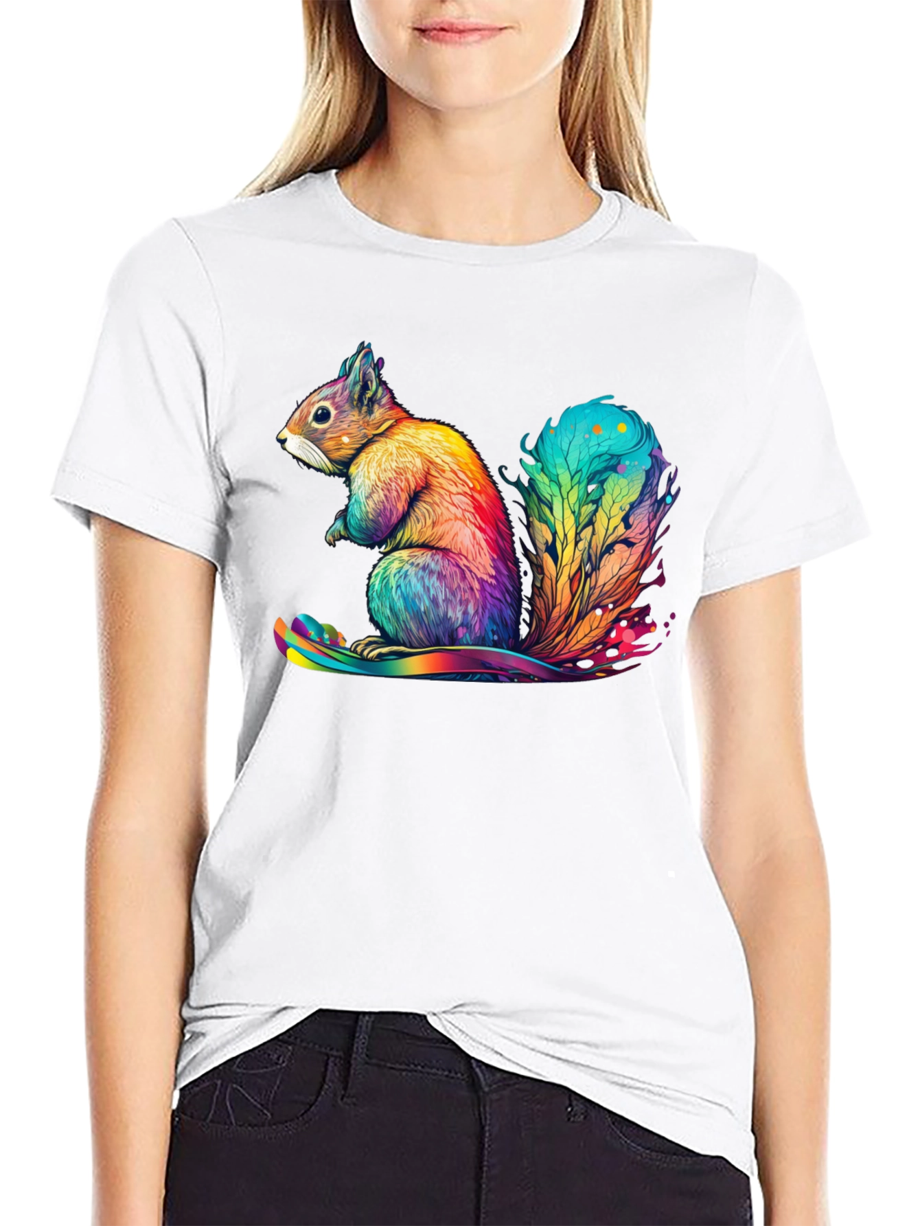 Rainbow Squirrel Graphic T-Shirt