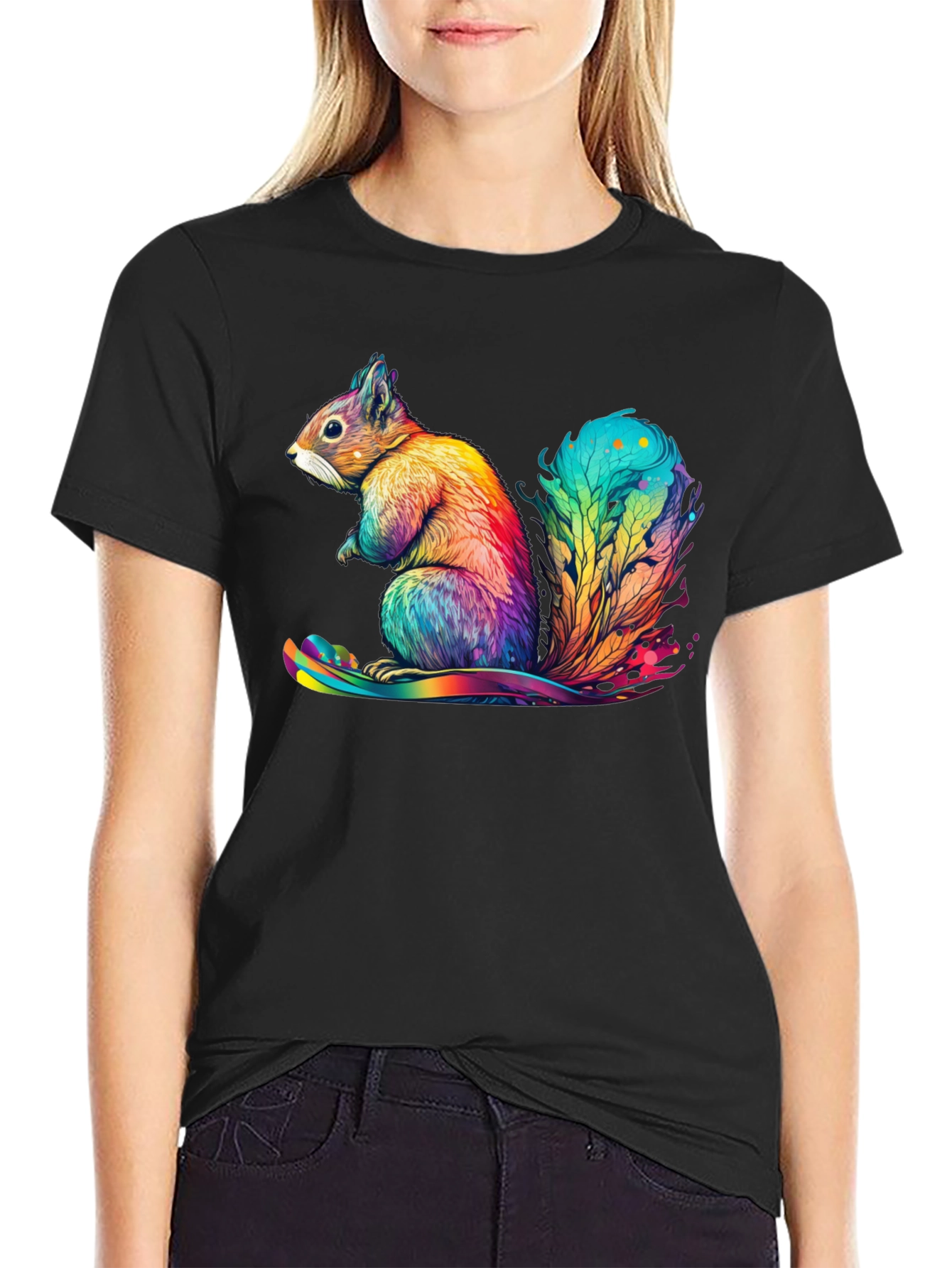 Rainbow Squirrel Graphic T-Shirt
