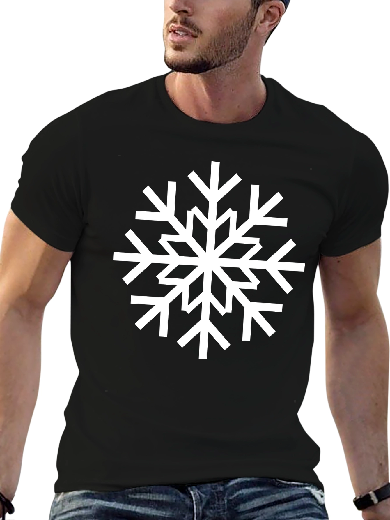 Snowflake Graphic Black T-Shirt - Winter Holiday Apparel