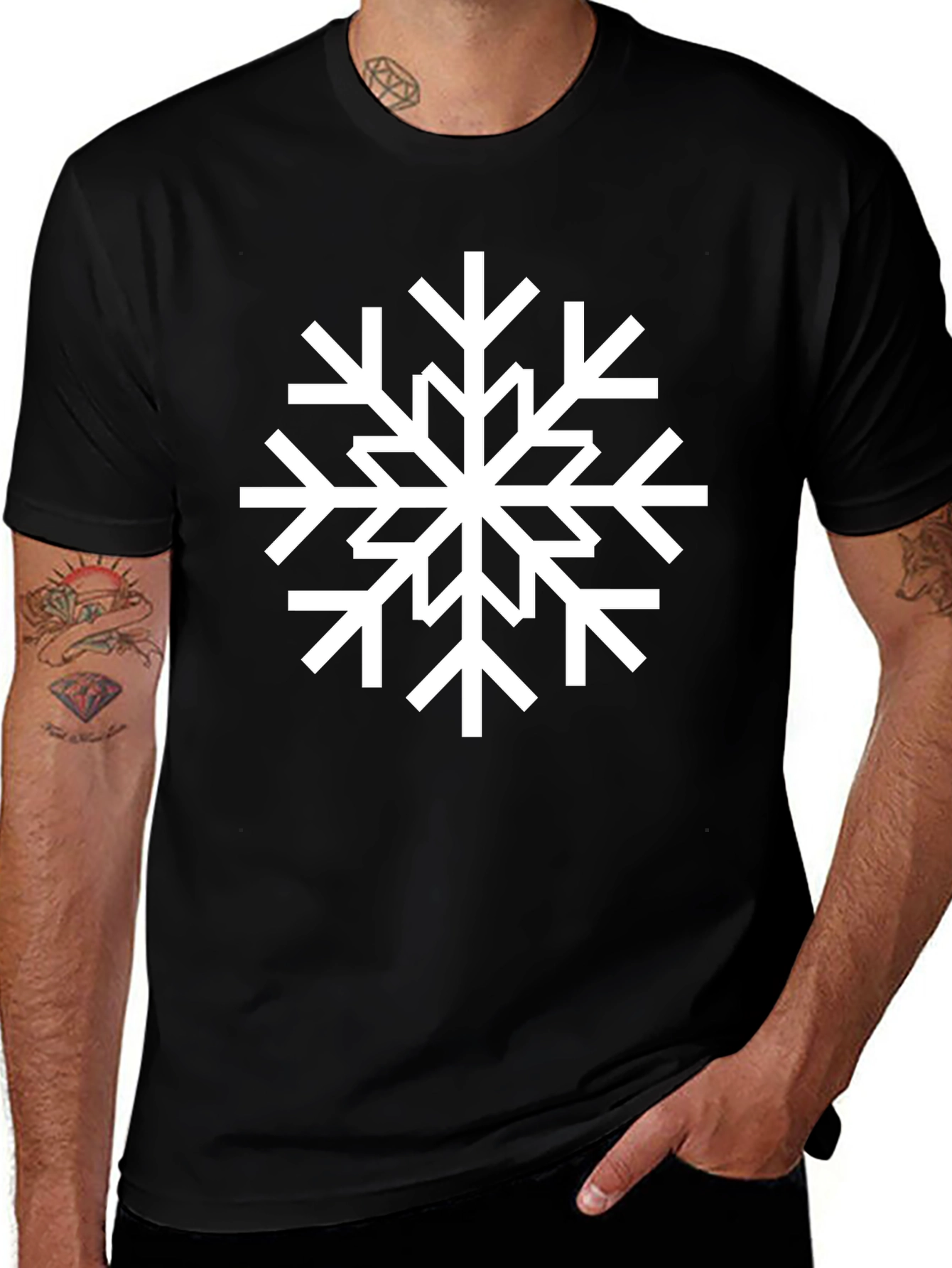 Snowflake Graphic Black T-Shirt - Winter Holiday Apparel