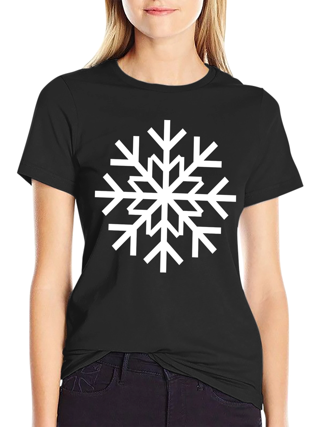 Snowflake Graphic Black T-Shirt - Winter Holiday Apparel