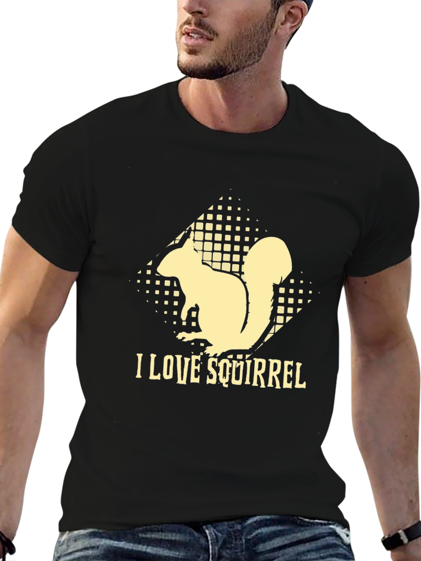 I Love Squirrel Black T-Shirt
