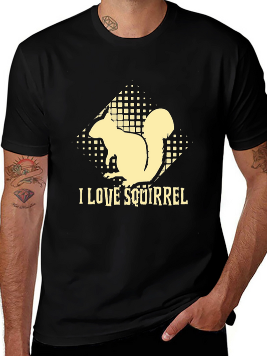 I Love Squirrel Black T-Shirt