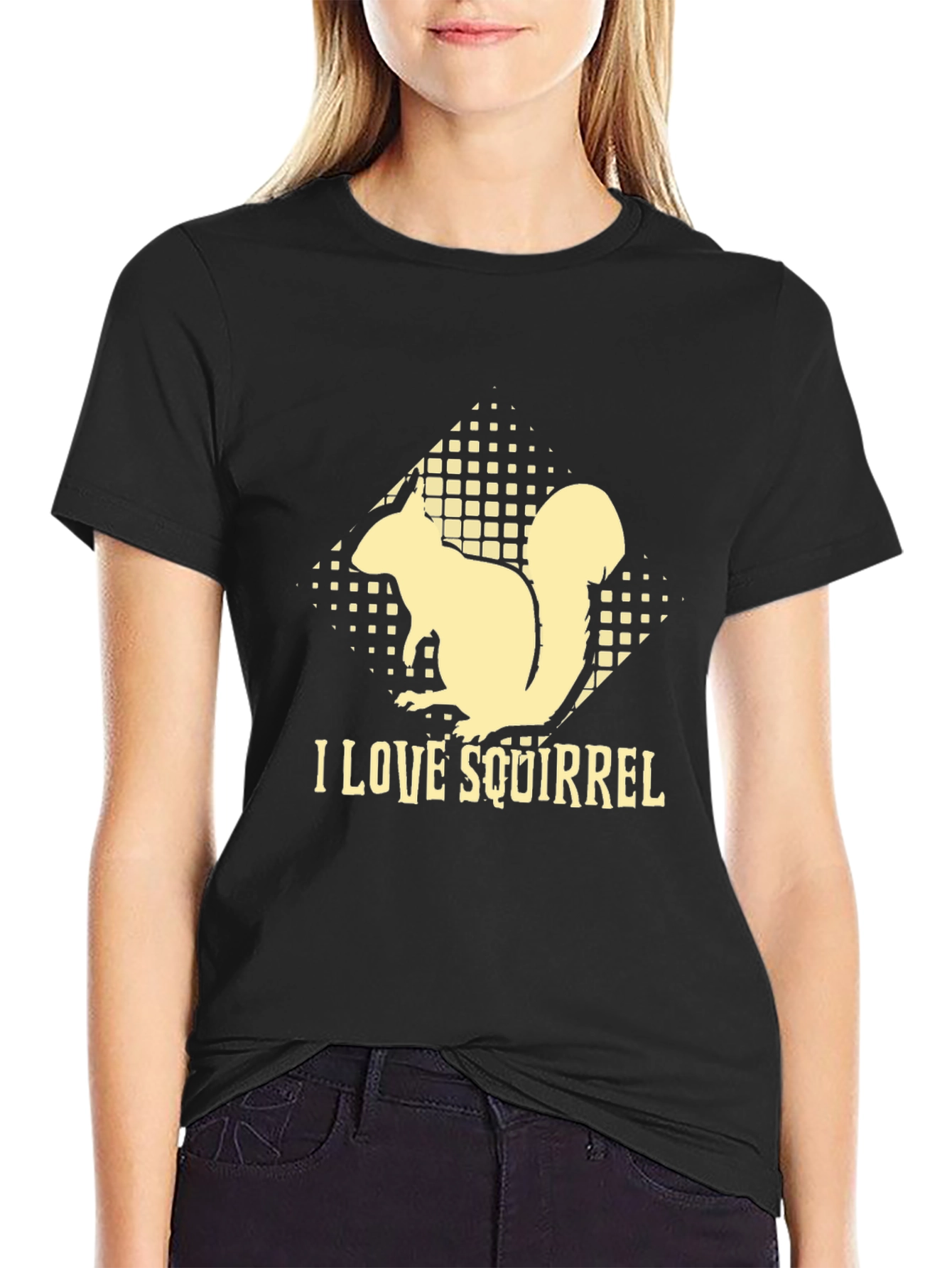 I Love Squirrel Black T-Shirt