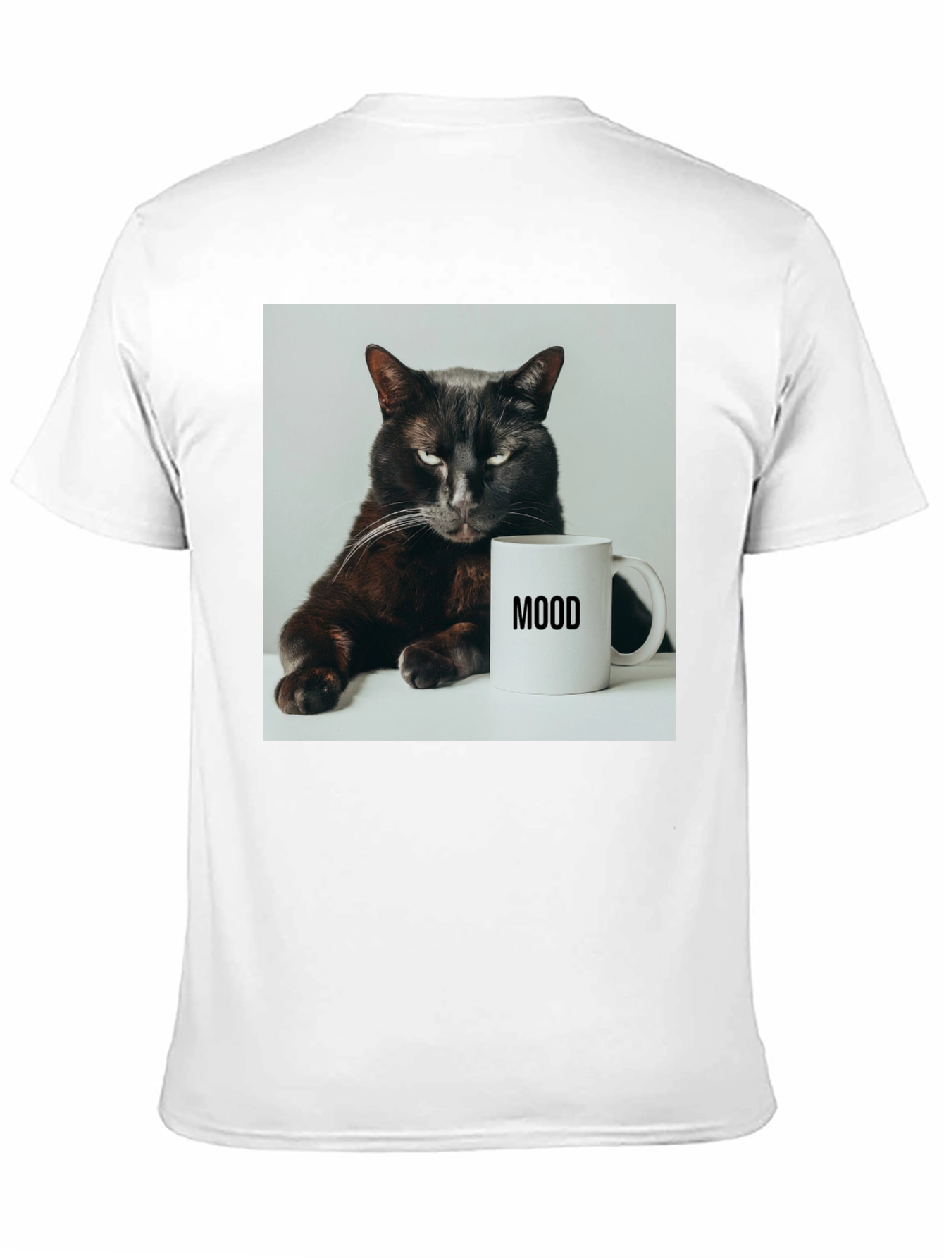 Mood Cat Graphic Tee - Black Cotton Comfort