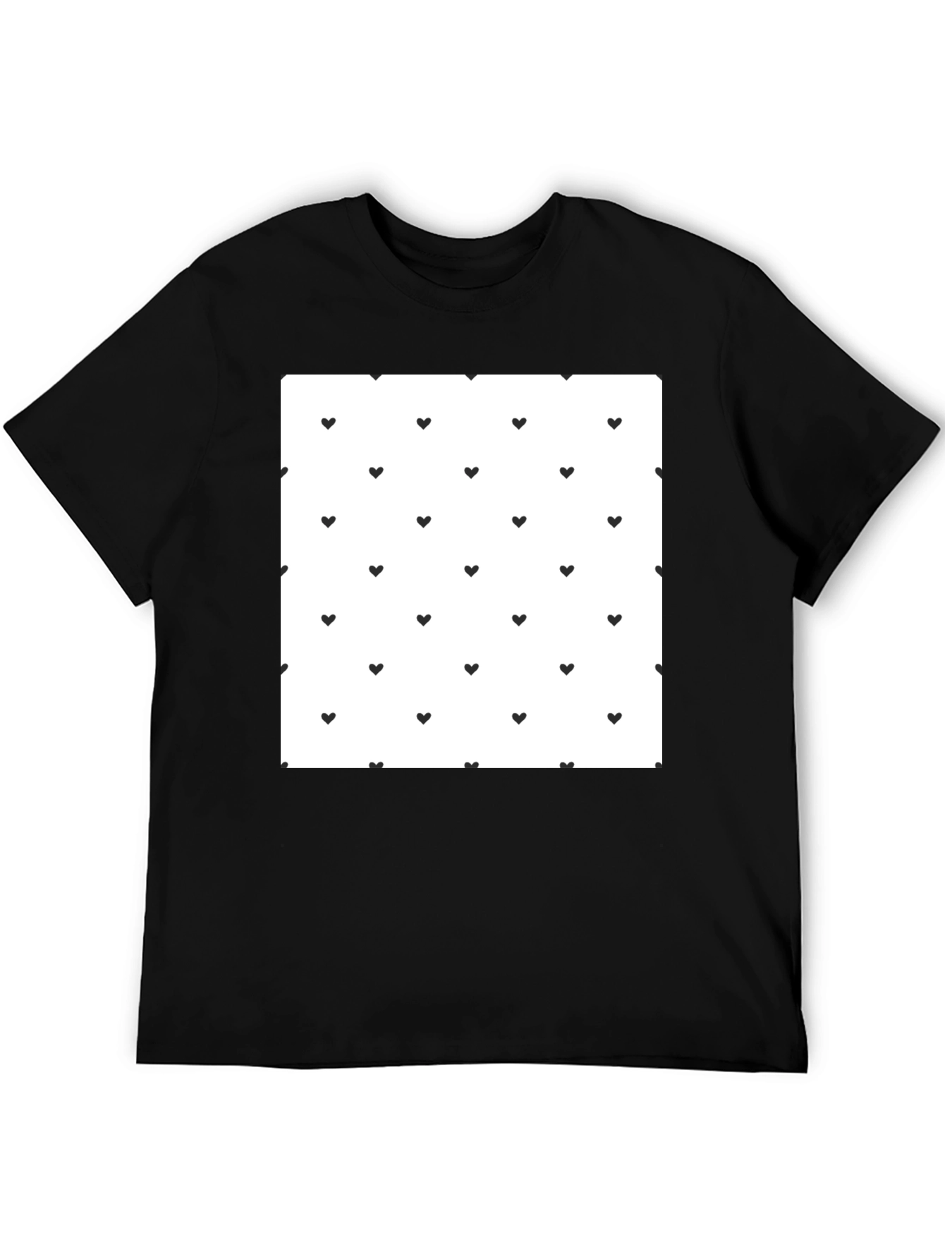 Heart Pattern Black T-Shirt
