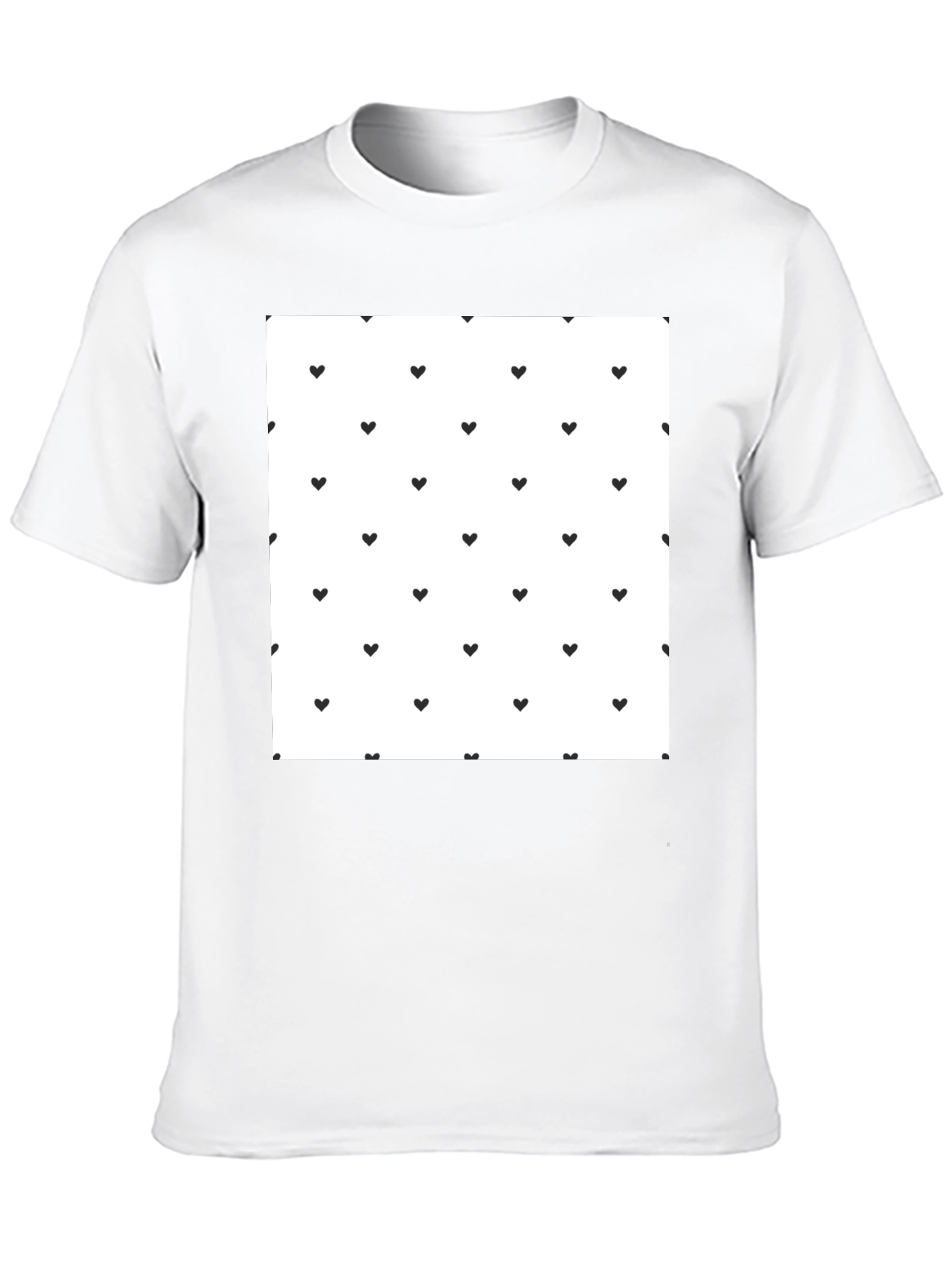 Heart Pattern Black T-Shirt
