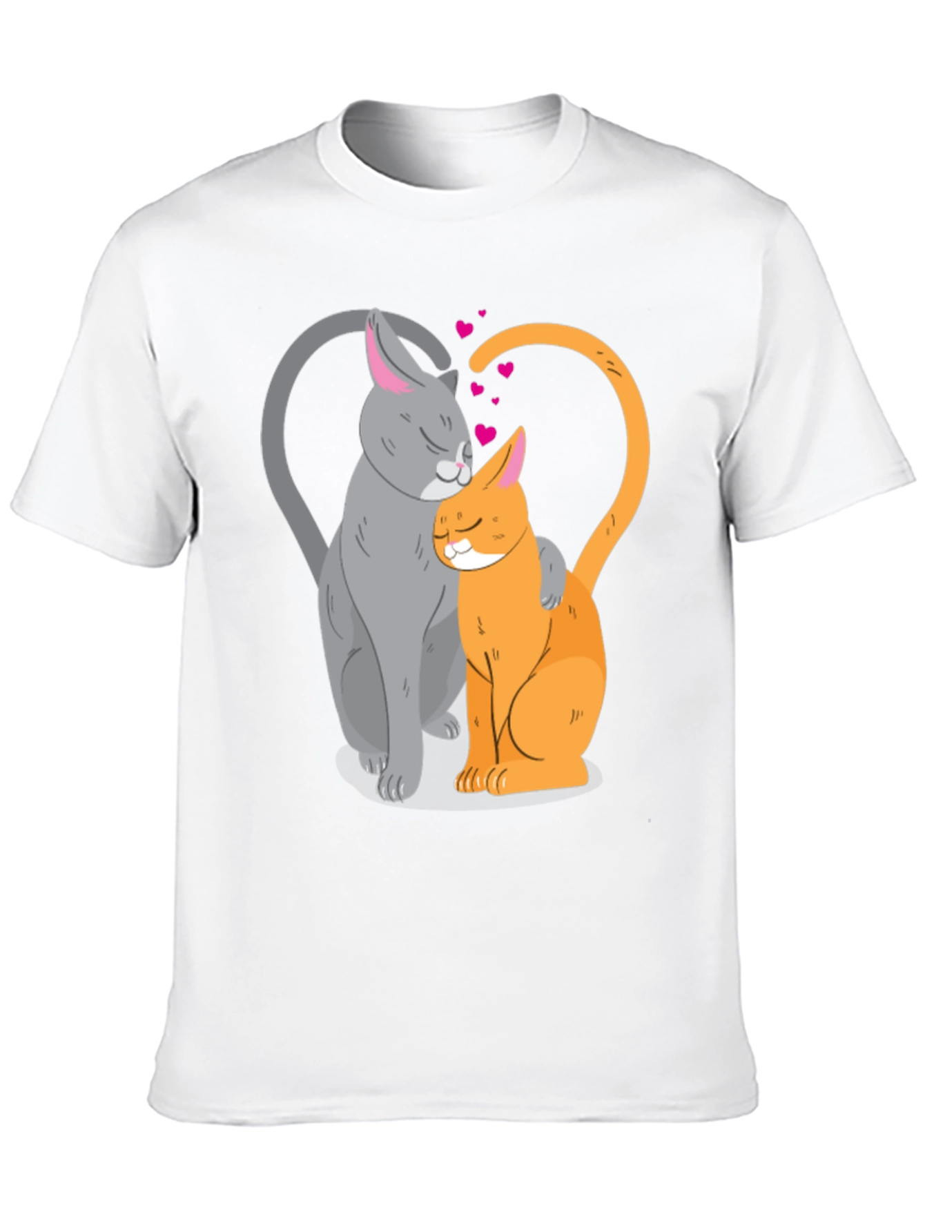 Cute Cats in Love Graphic T-Shirt - Black