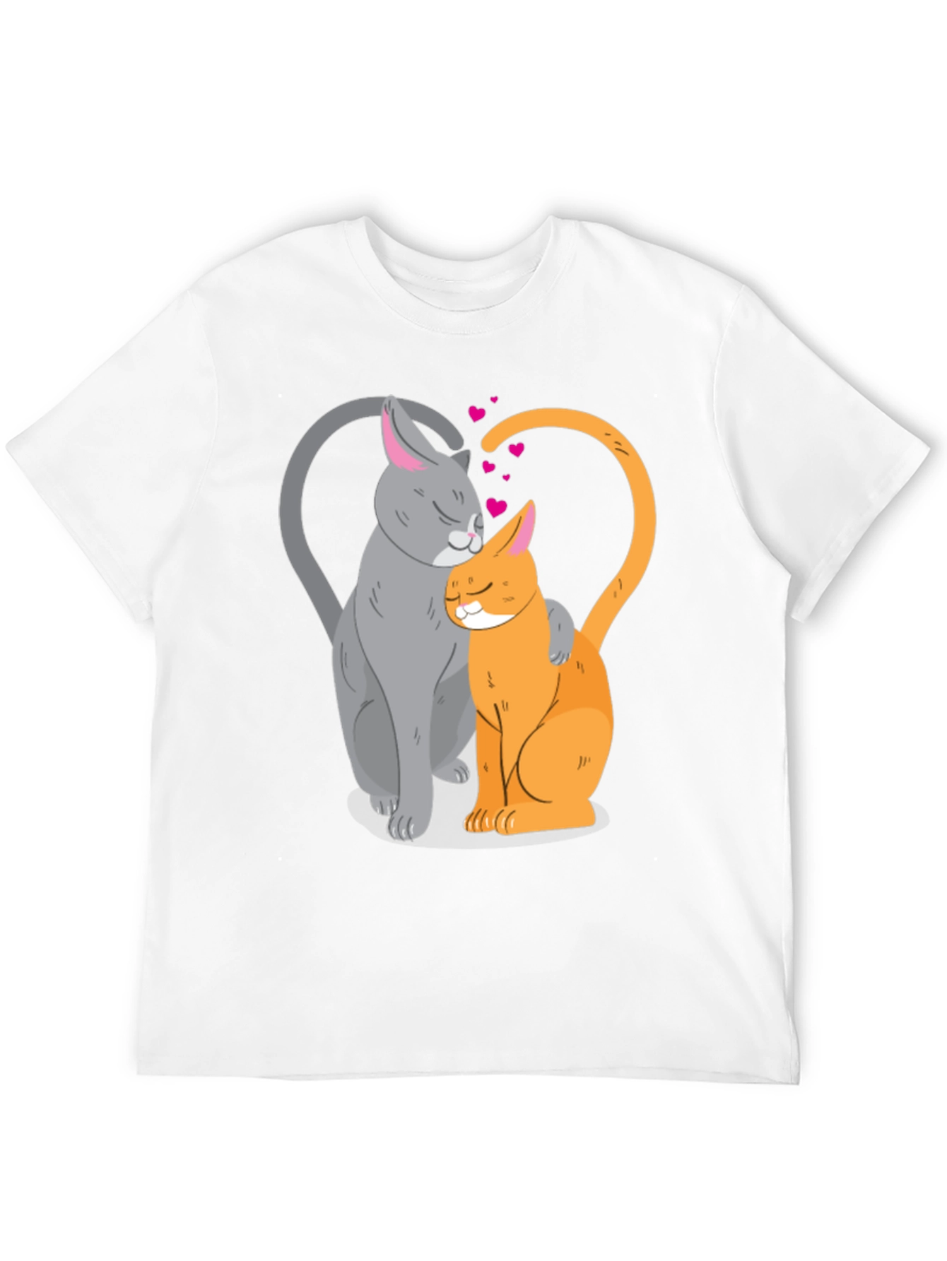 Cute Cats in Love Graphic T-Shirt - Black