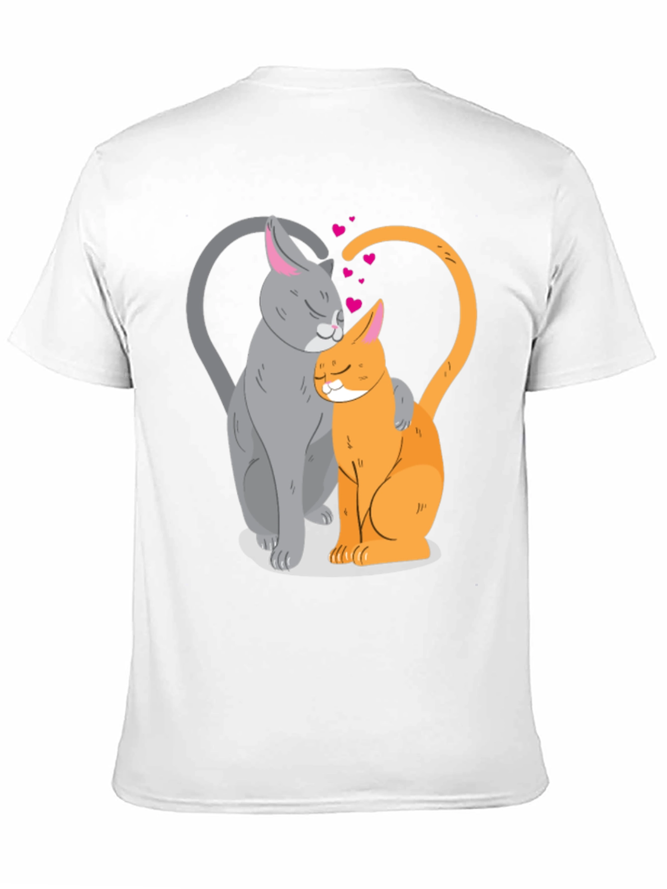 Cute Cats in Love Graphic T-Shirt - Black