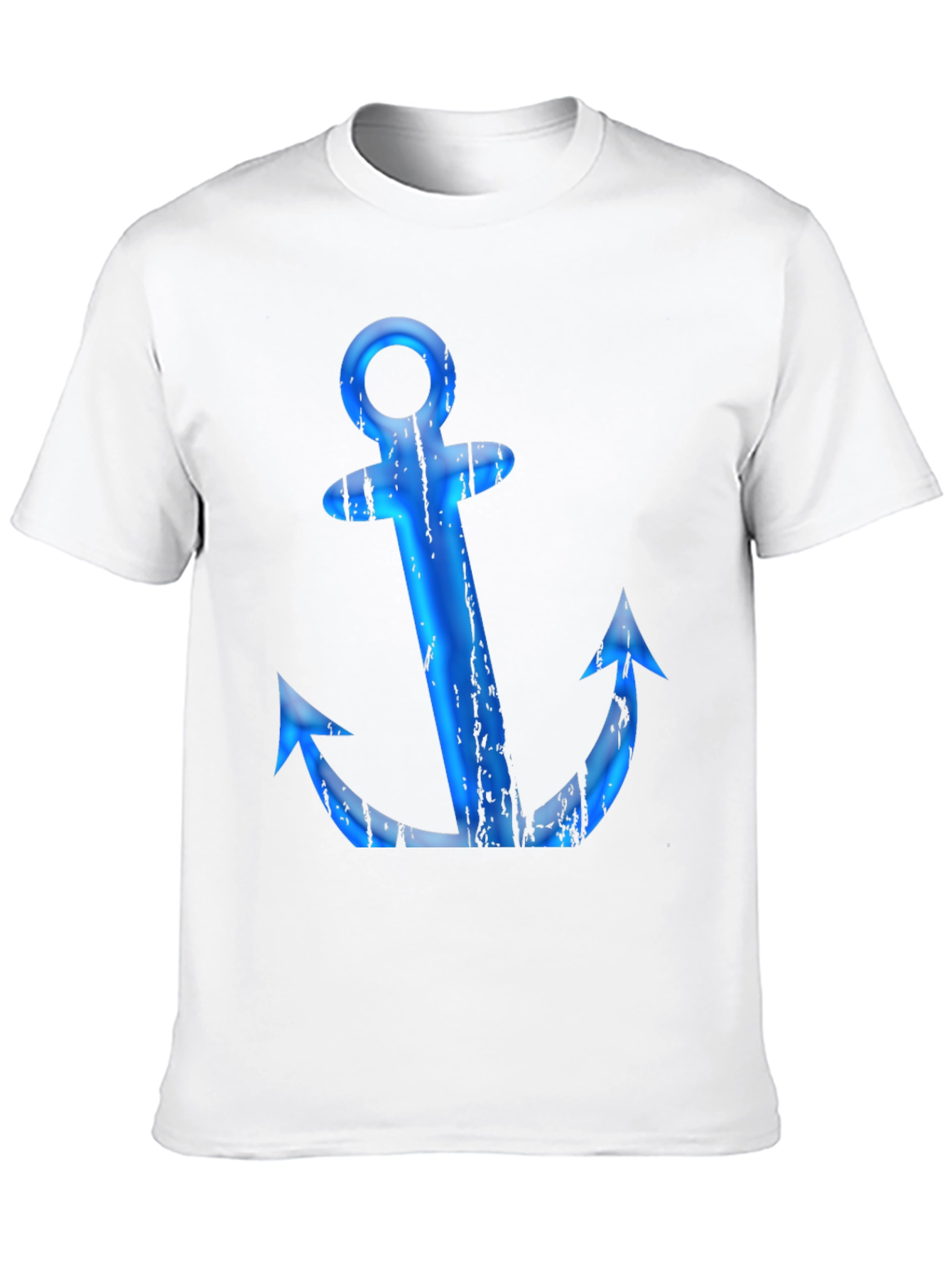Mens Black T-Shirt with Blue Anchor Graphic