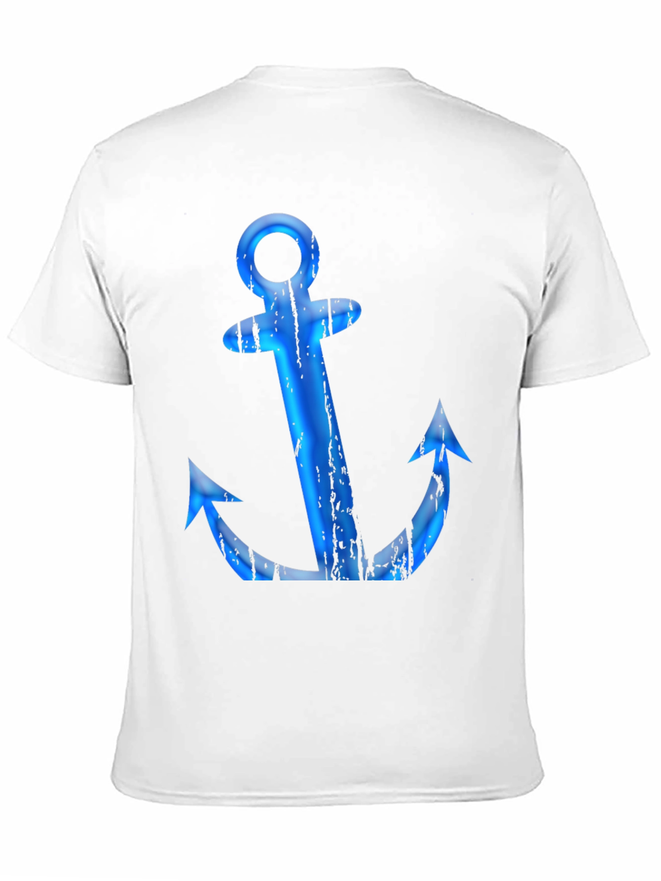 Mens Black T-Shirt with Blue Anchor Graphic