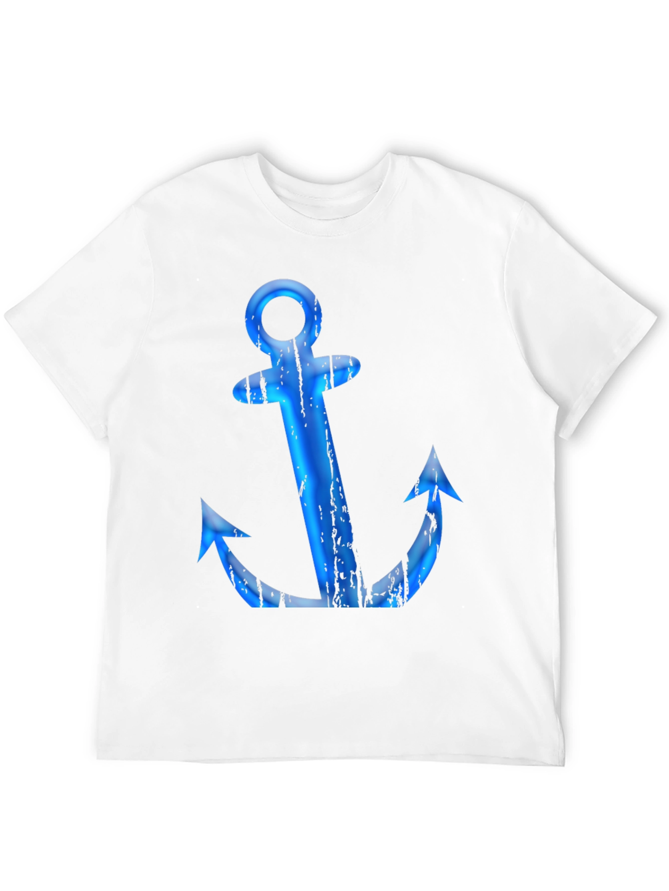 Mens Black T-Shirt with Blue Anchor Graphic