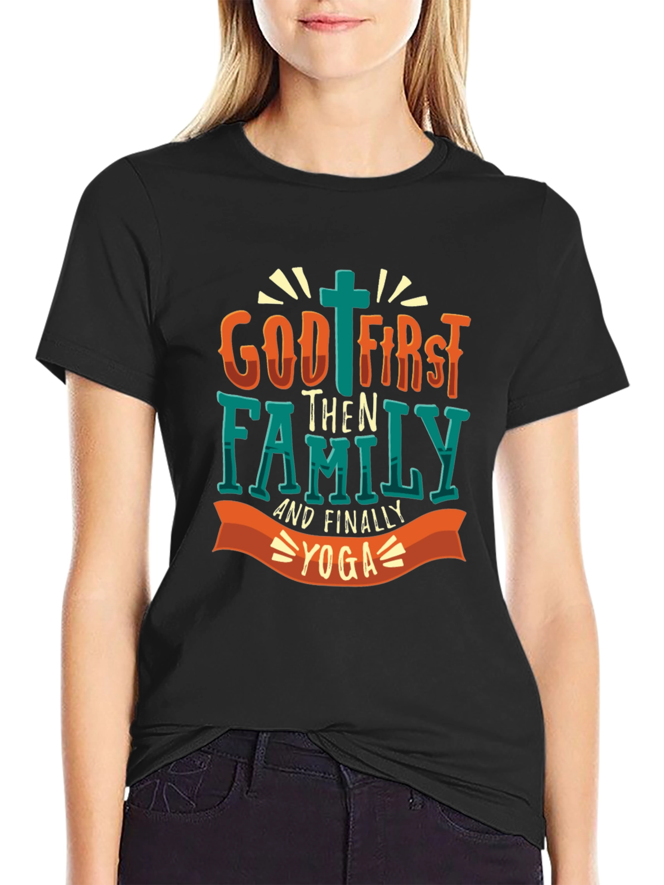 God First Family Yoga T-Shirt - Mens Graphic Tee