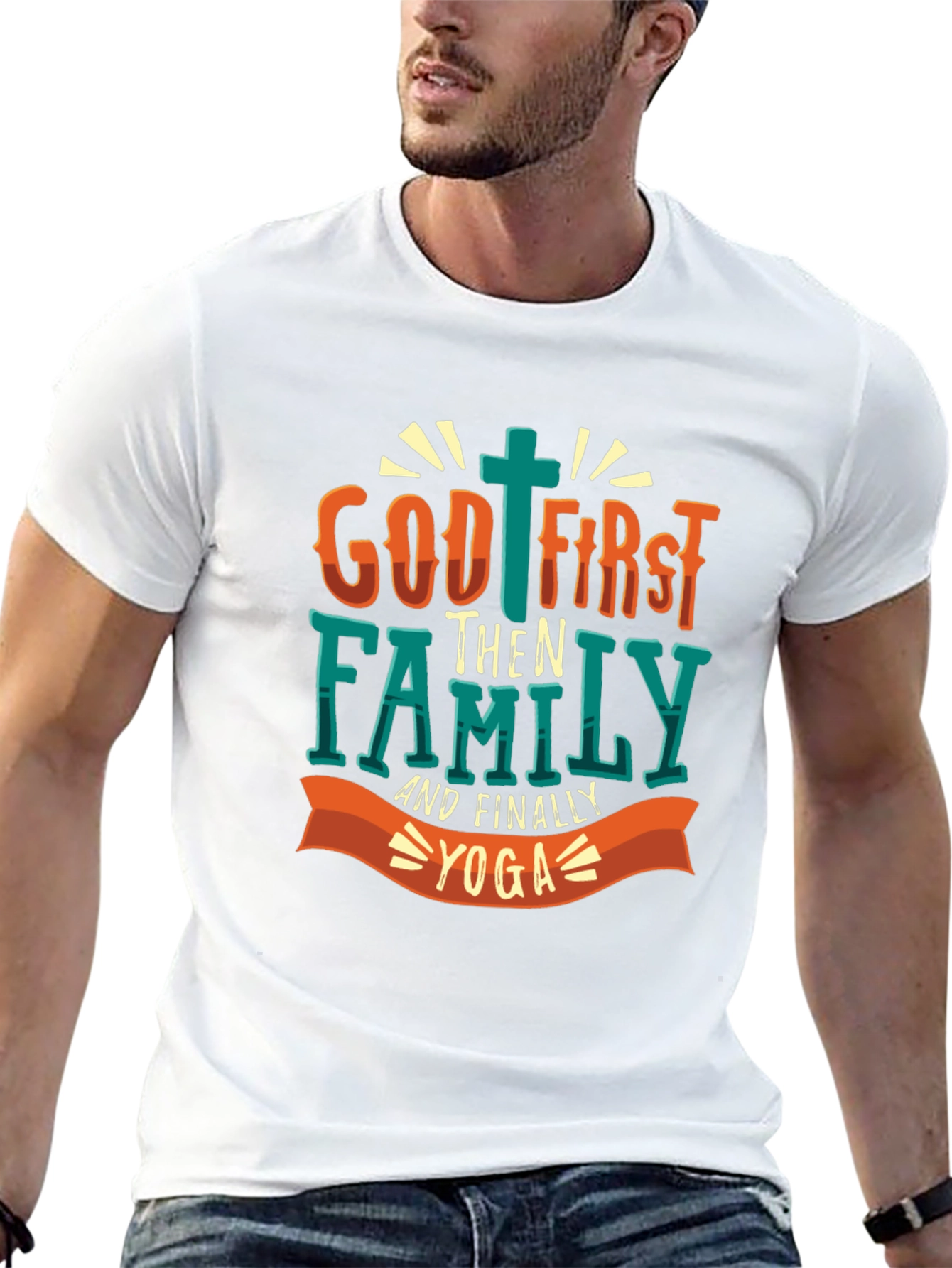 God First Family Yoga T-Shirt - Mens Graphic Tee