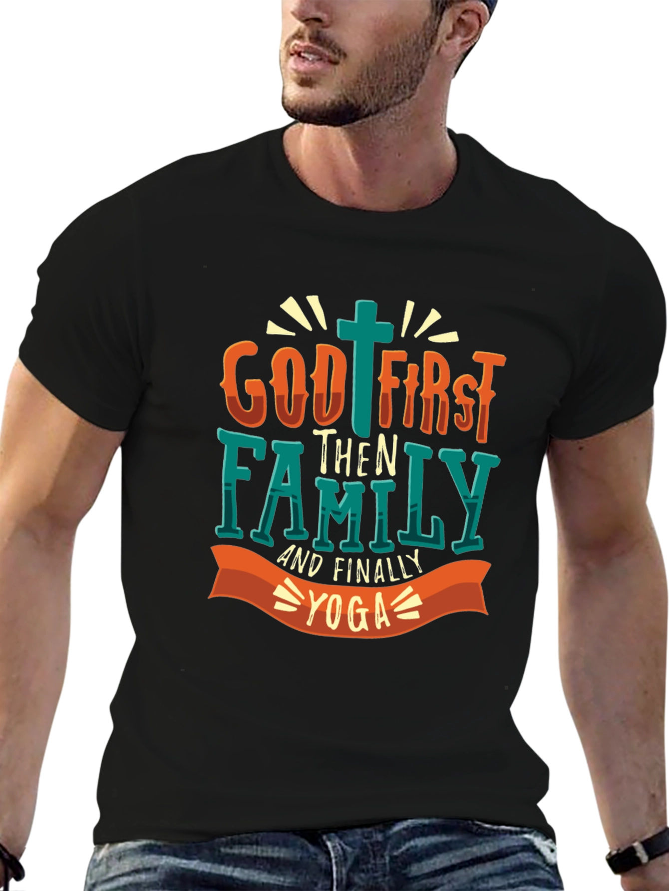 God First Family Yoga T-Shirt - Mens Graphic Tee