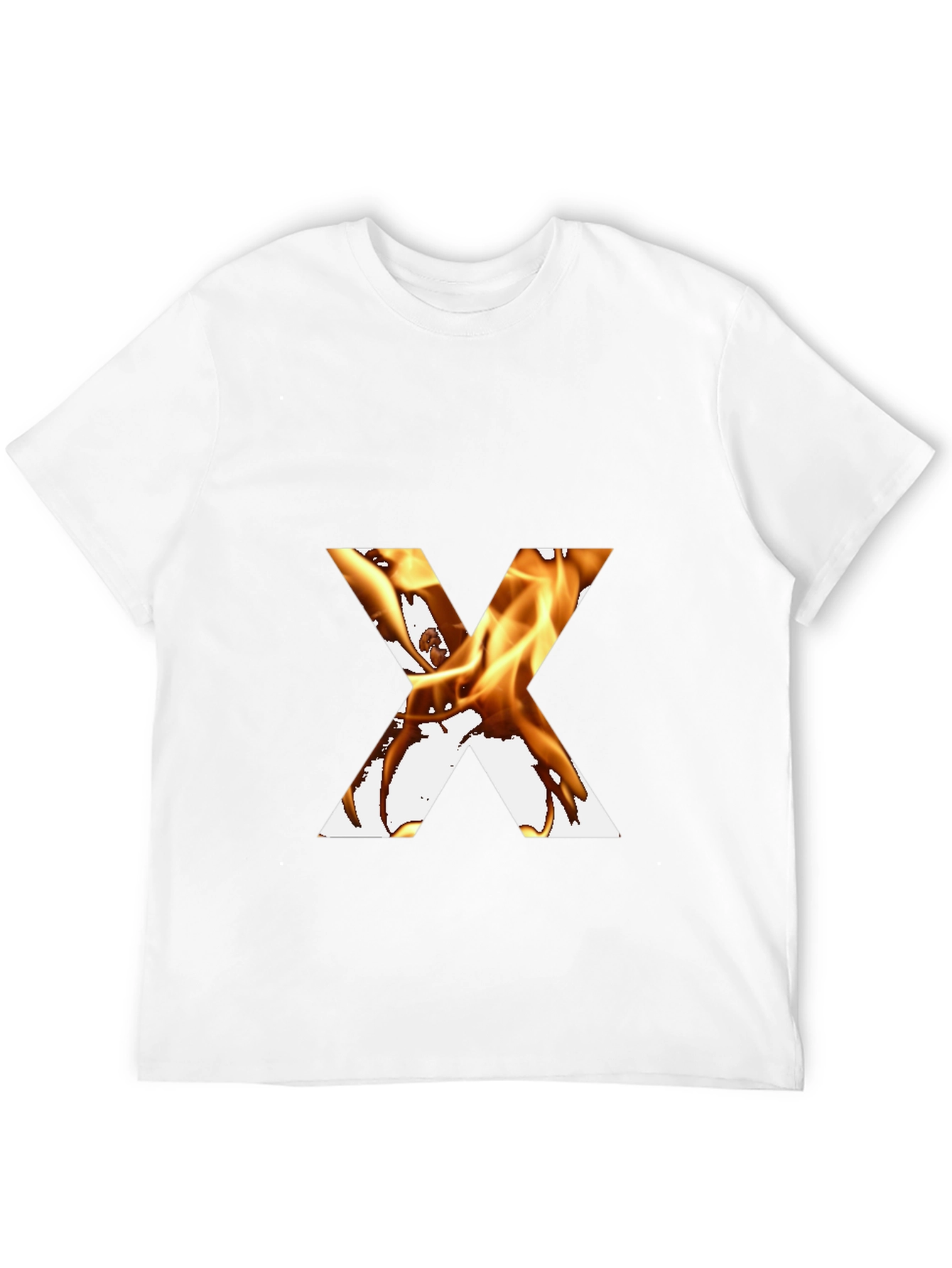Fiery Letter X Graphic Tee - Bold Black T-Shirt