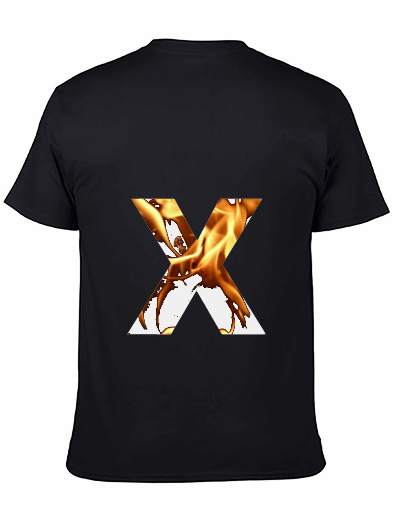 Fiery Letter X Graphic Tee - Bold Black T-Shirt