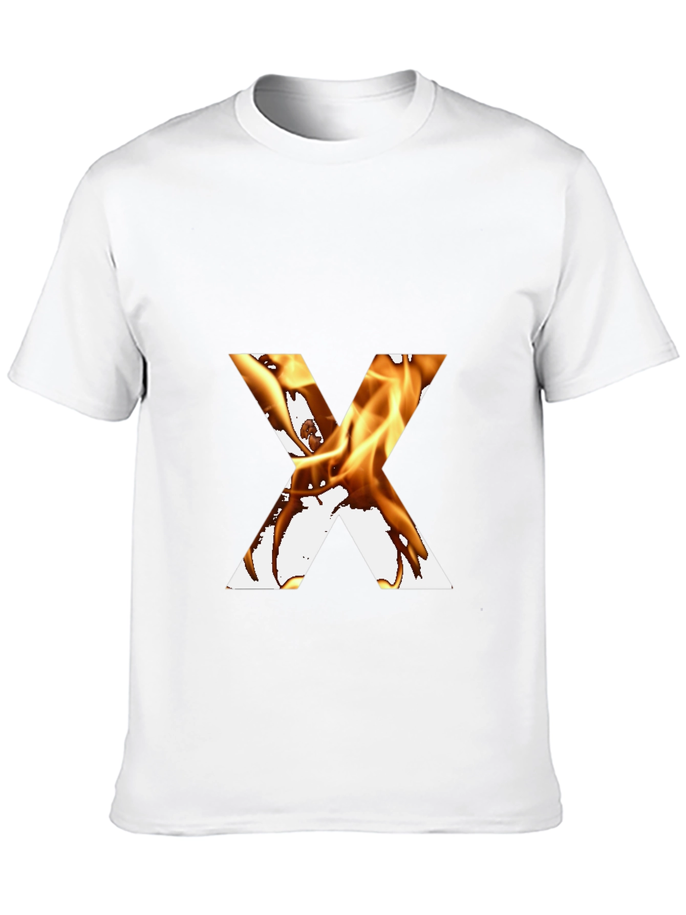 Fiery Letter X Graphic Tee - Bold Black T-Shirt