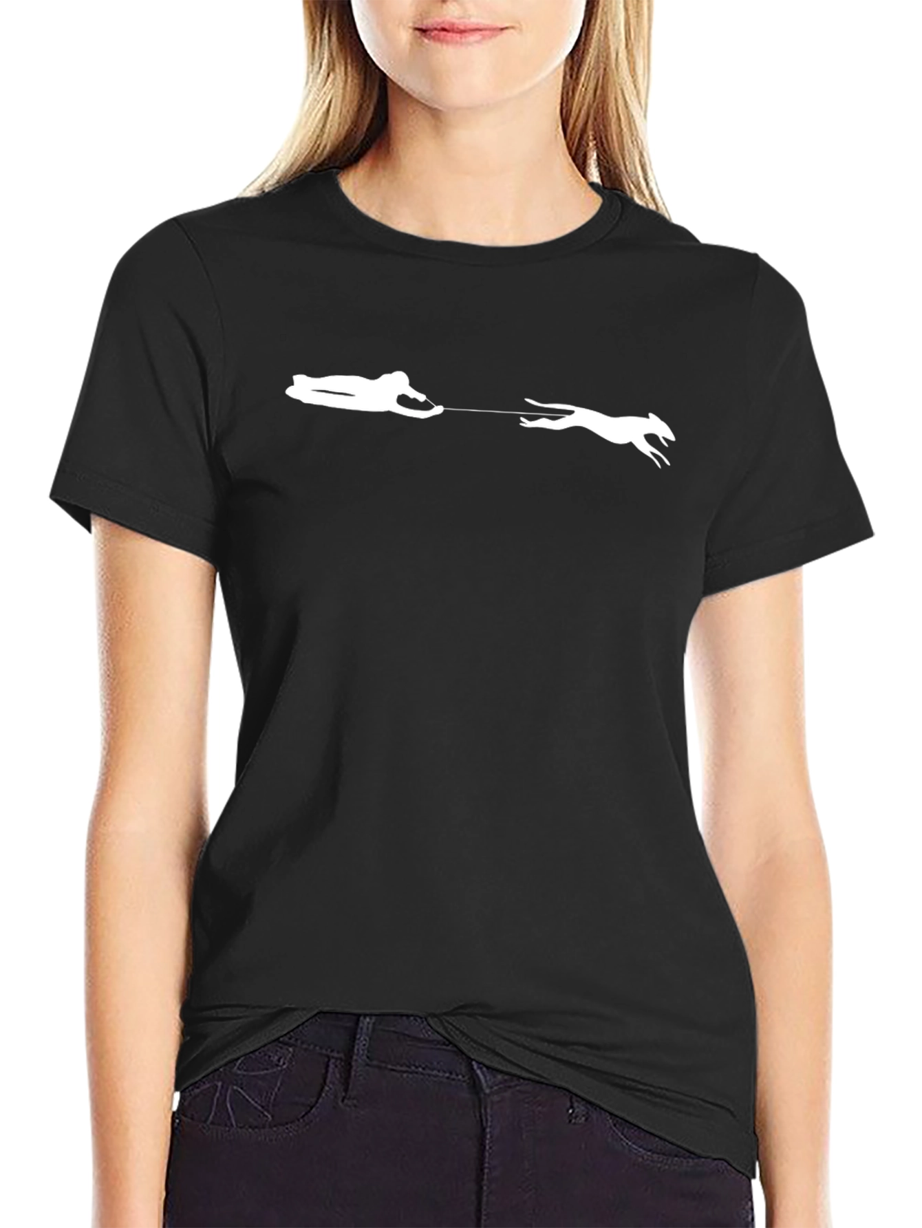 Mans Black T-Shirt - Dog Walker Design