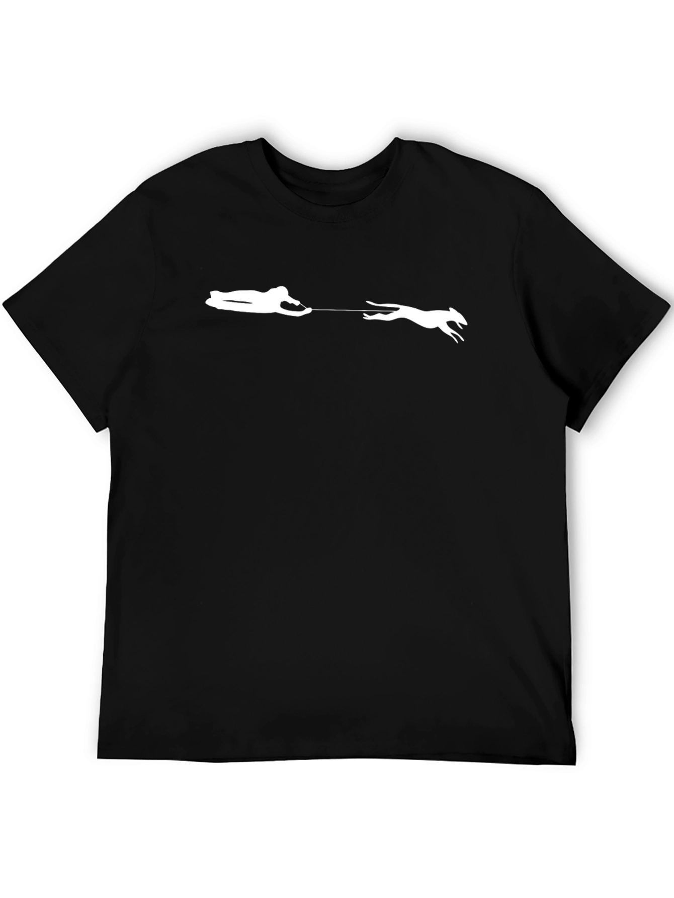 Mans Black T-Shirt - Dog Walker Design