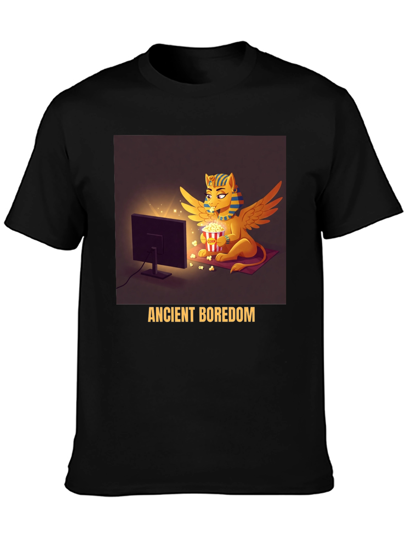 Ancient Boredom T-Shirt - Egyptian Sphinx Watching TV