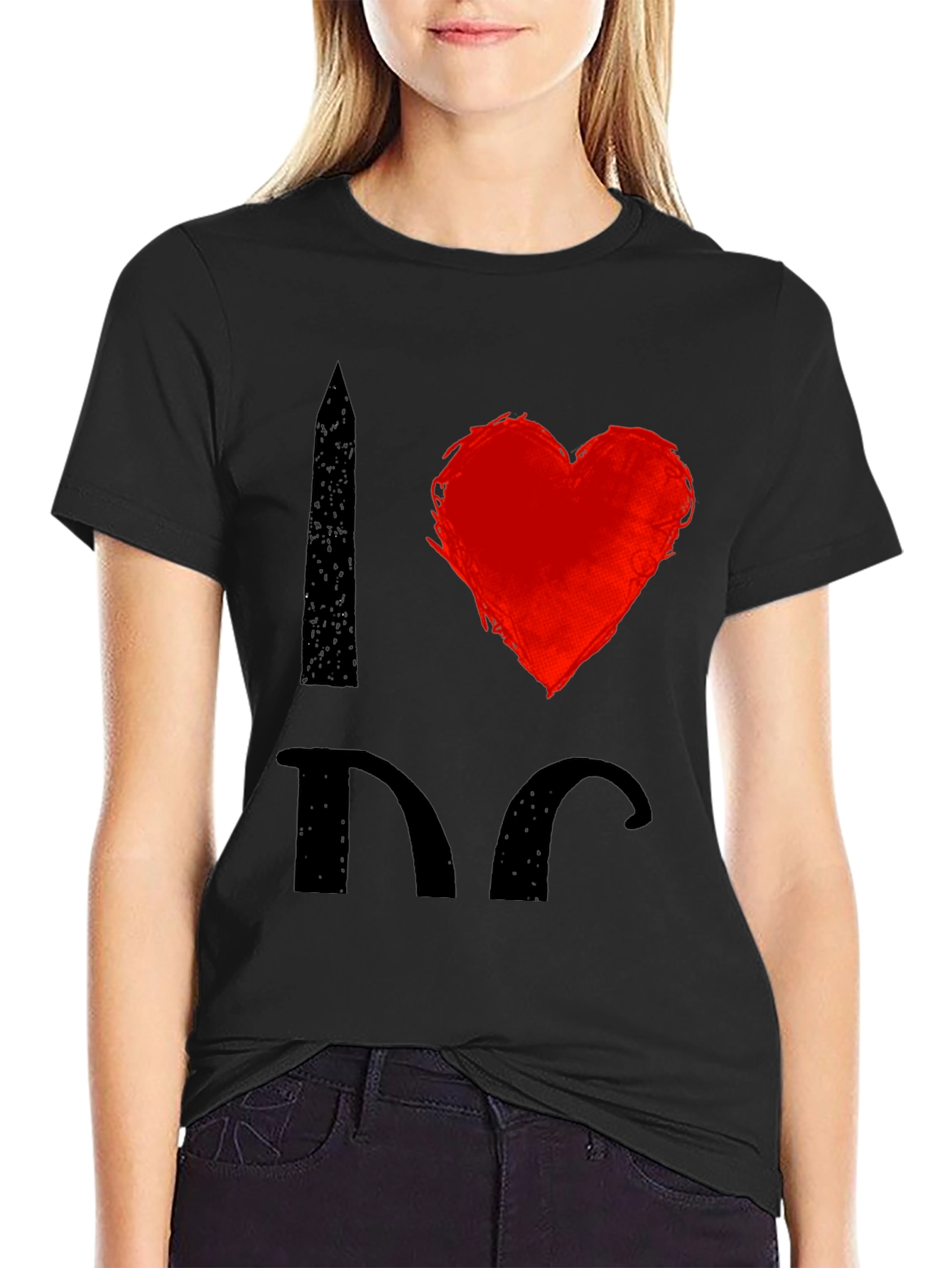 I Love DC T-Shirt Black Cotton Graphic Tee