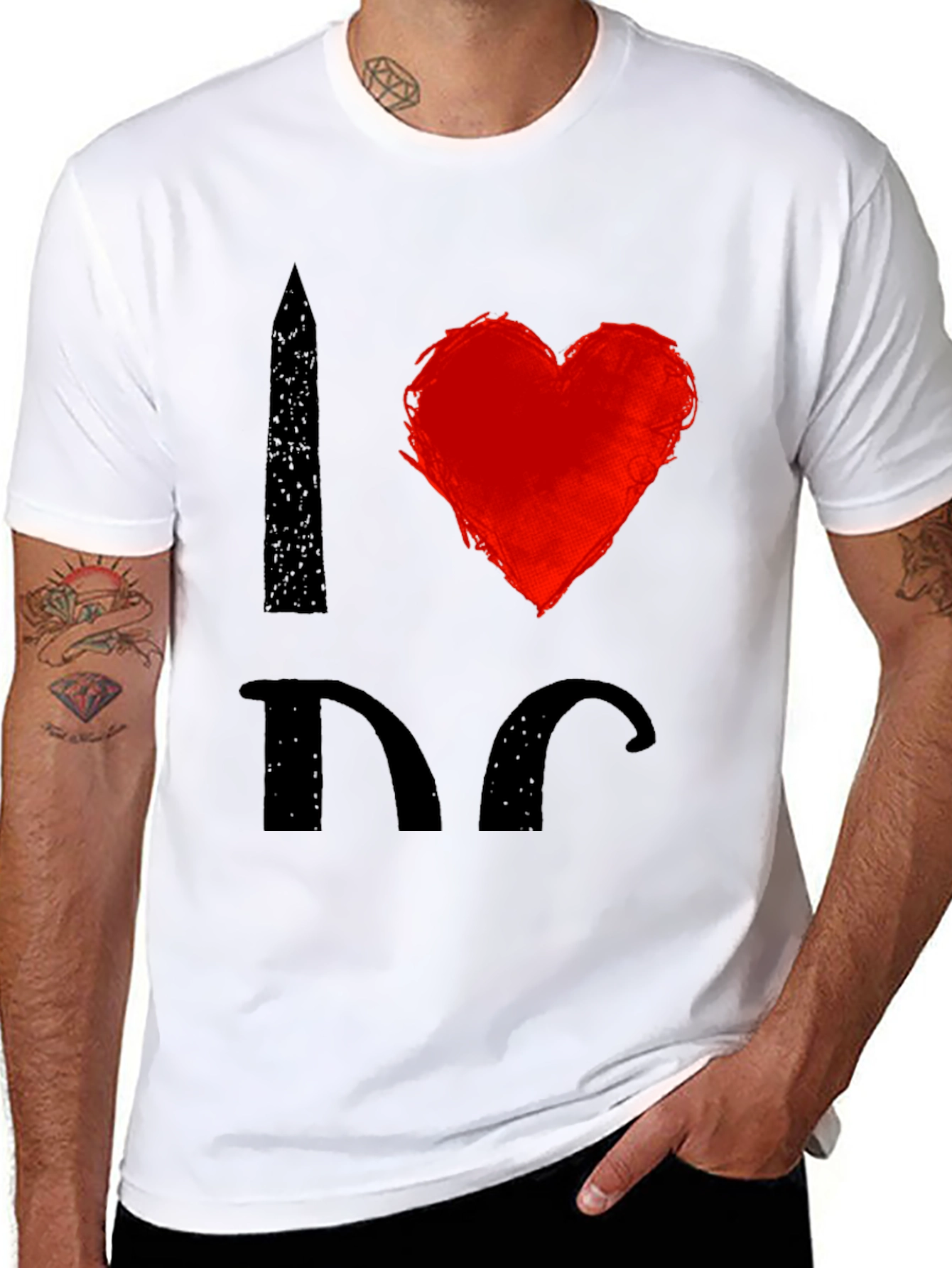 I Love DC T-Shirt Black Cotton Graphic Tee