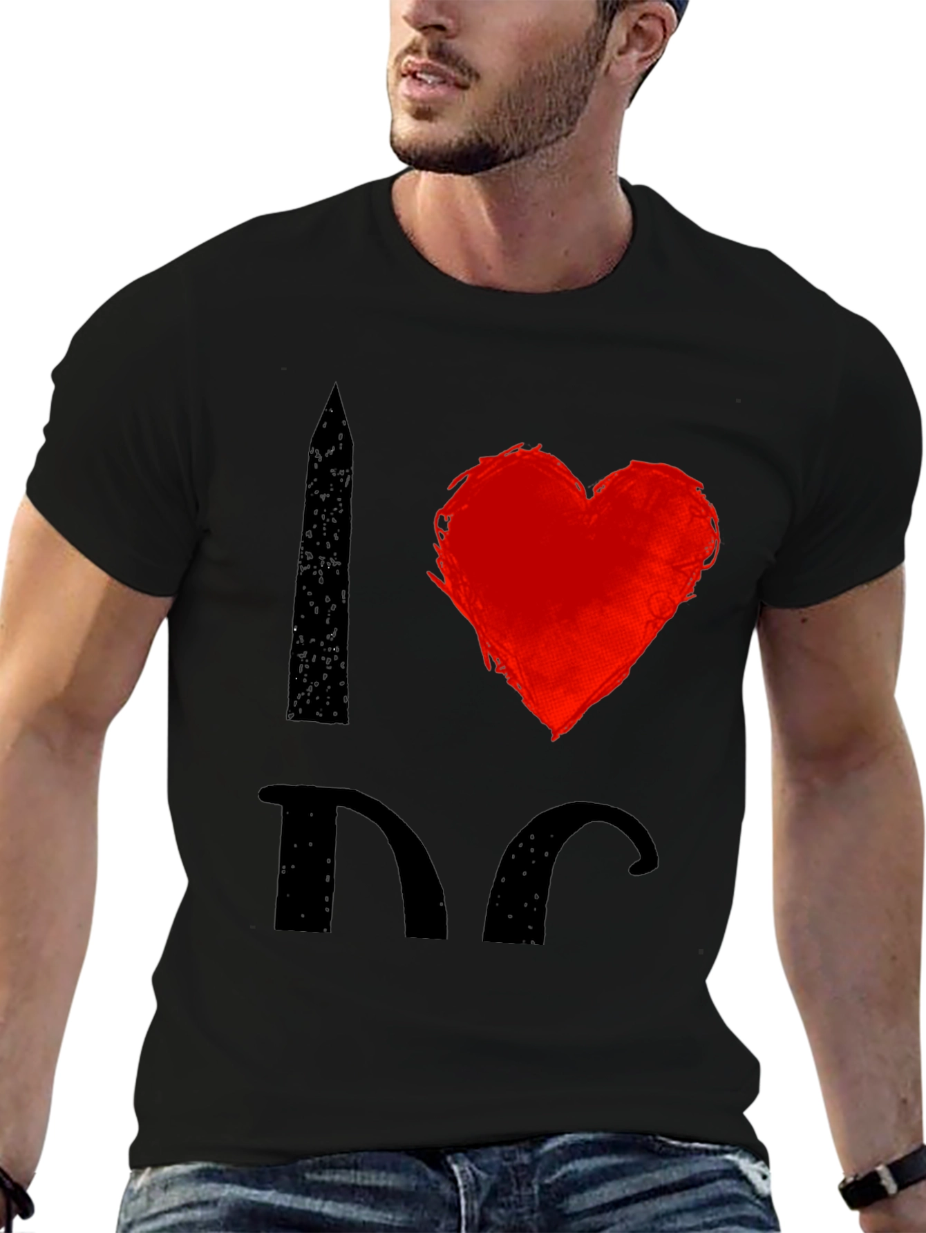I Love DC T-Shirt Black Cotton Graphic Tee