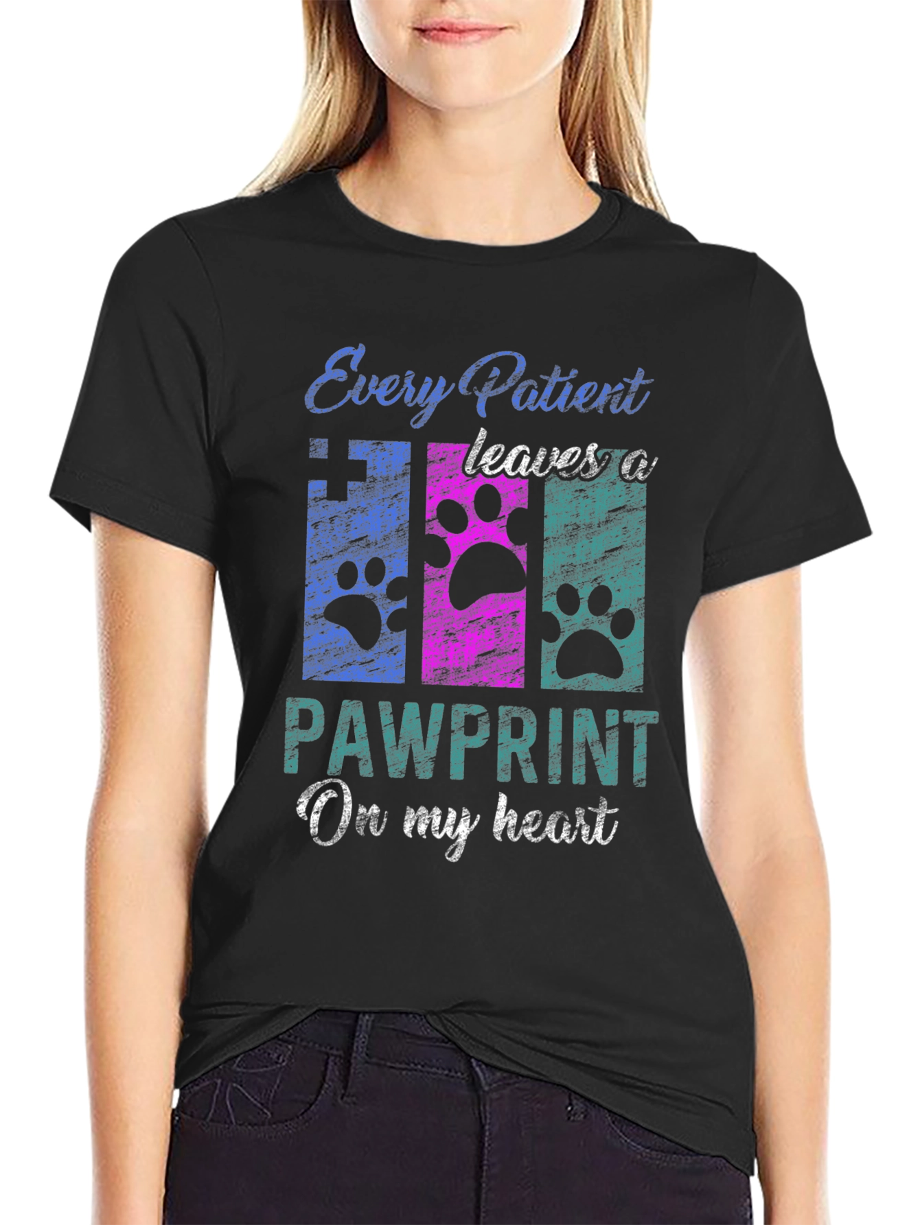 Pawprint Heart T-Shirt - Veterinary Love!