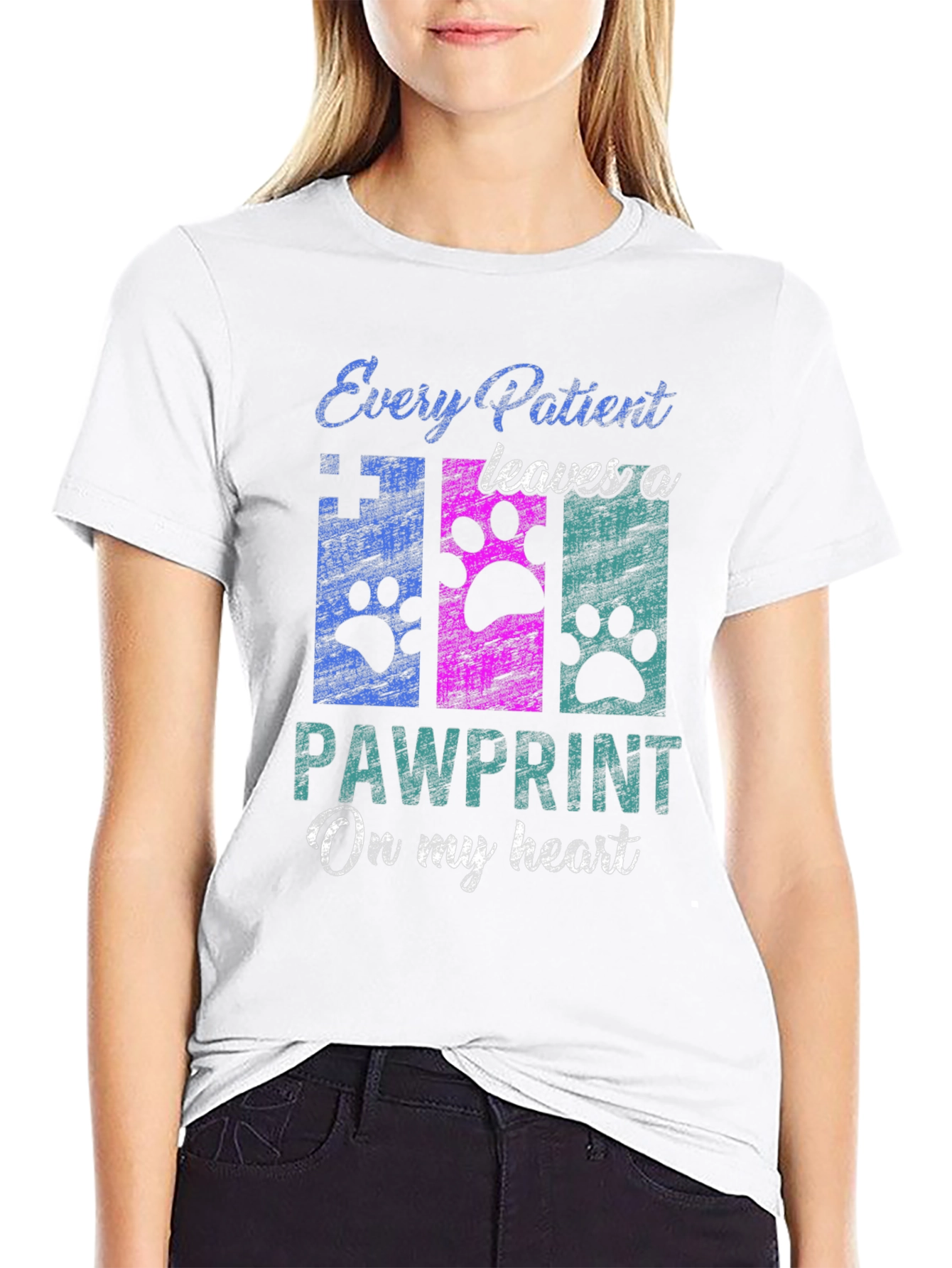 Pawprint Heart T-Shirt - Veterinary Love!
