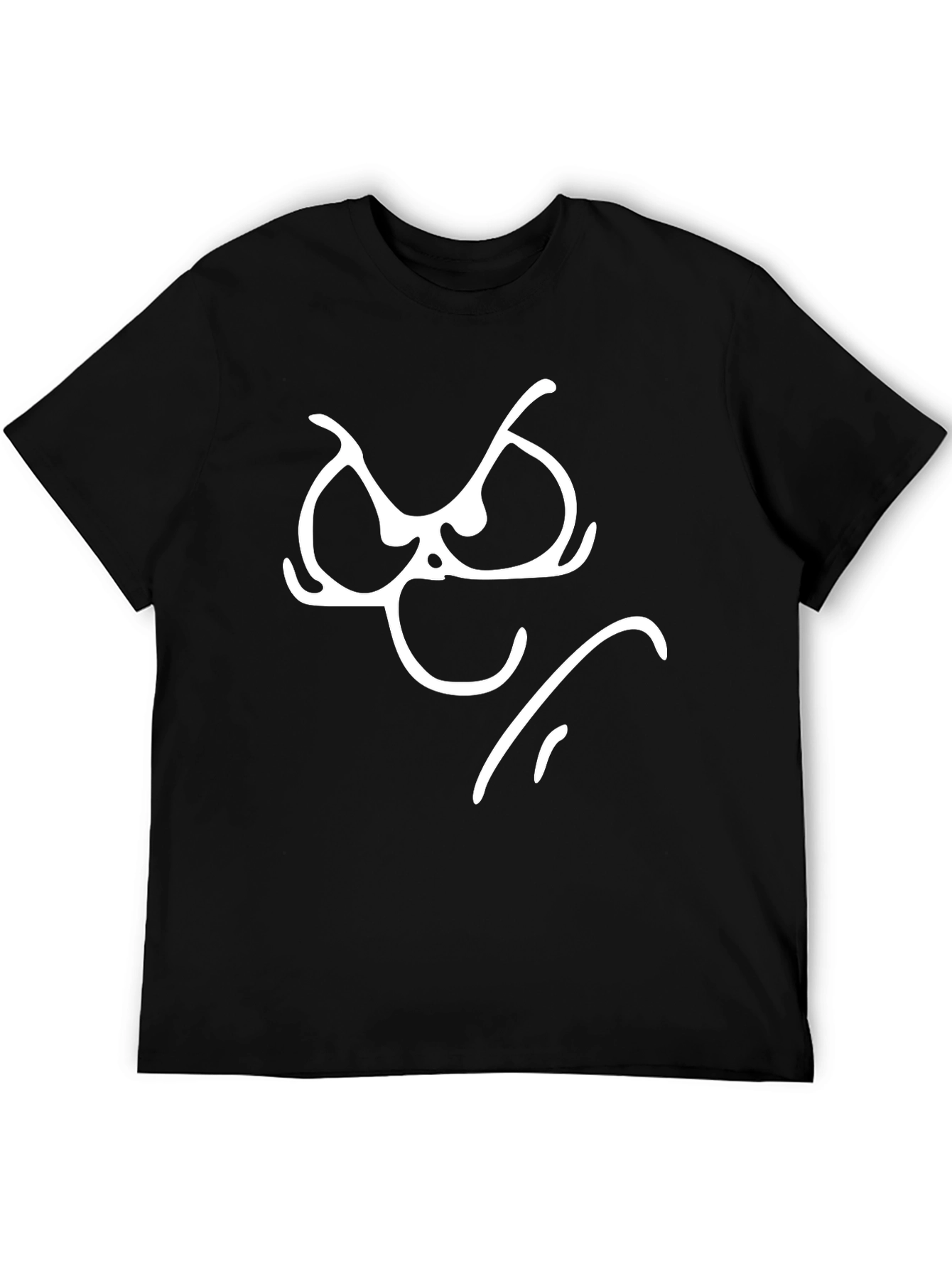 Grumpy Face Graphic Tee - Black Cotton T-Shirt