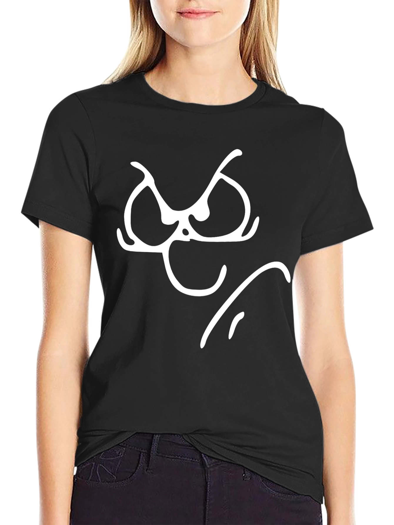 Grumpy Face Graphic Tee - Black Cotton T-Shirt