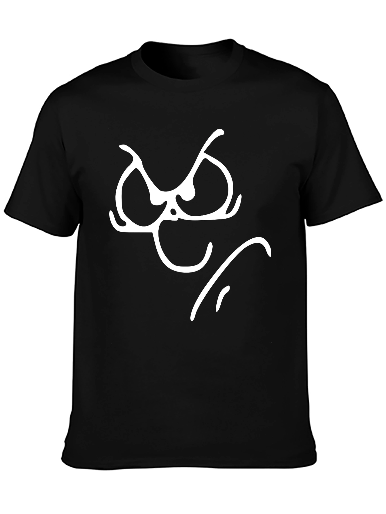 Grumpy Face Graphic Tee - Black Cotton T-Shirt