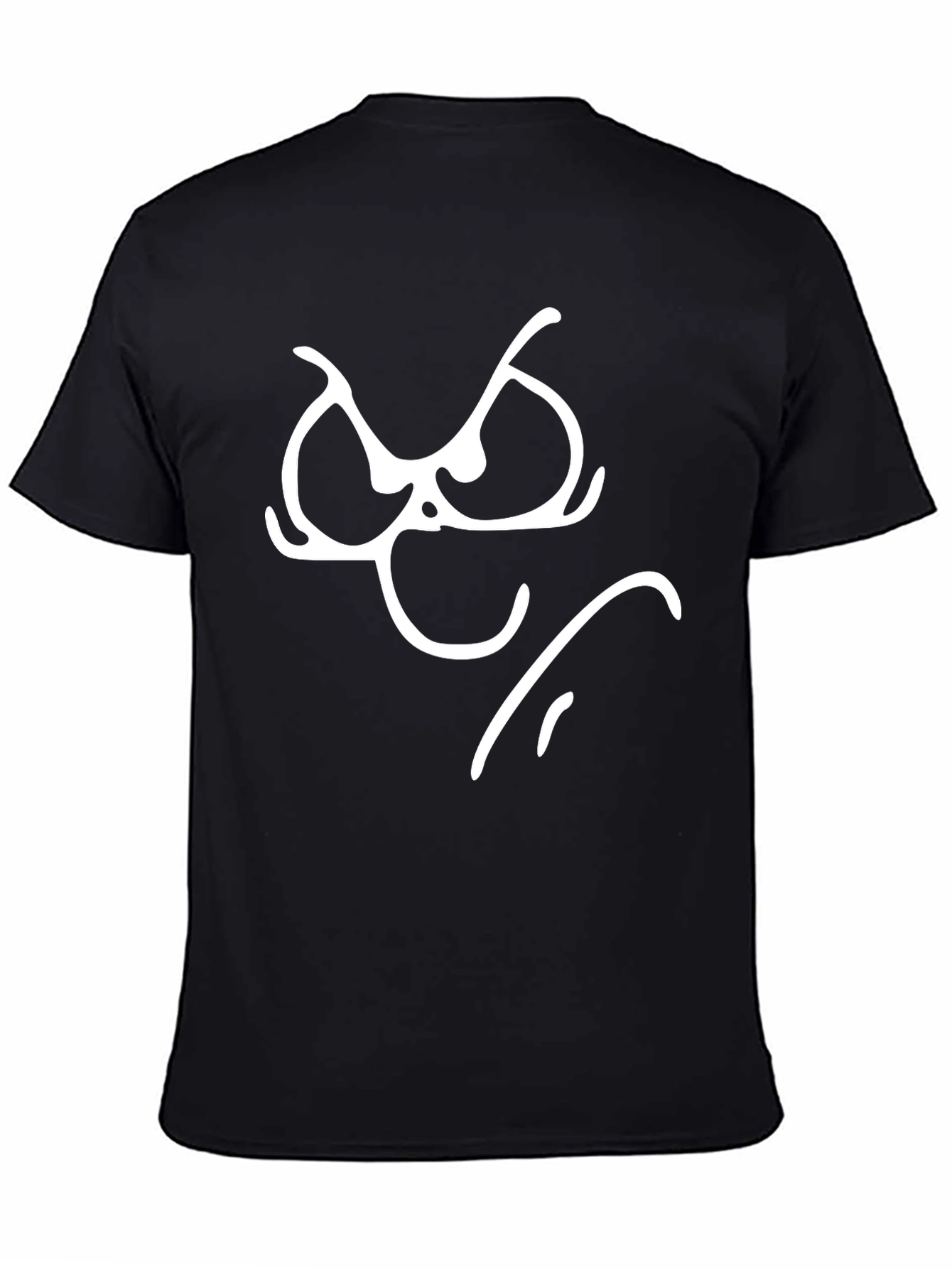 Grumpy Face Graphic Tee - Black Cotton T-Shirt