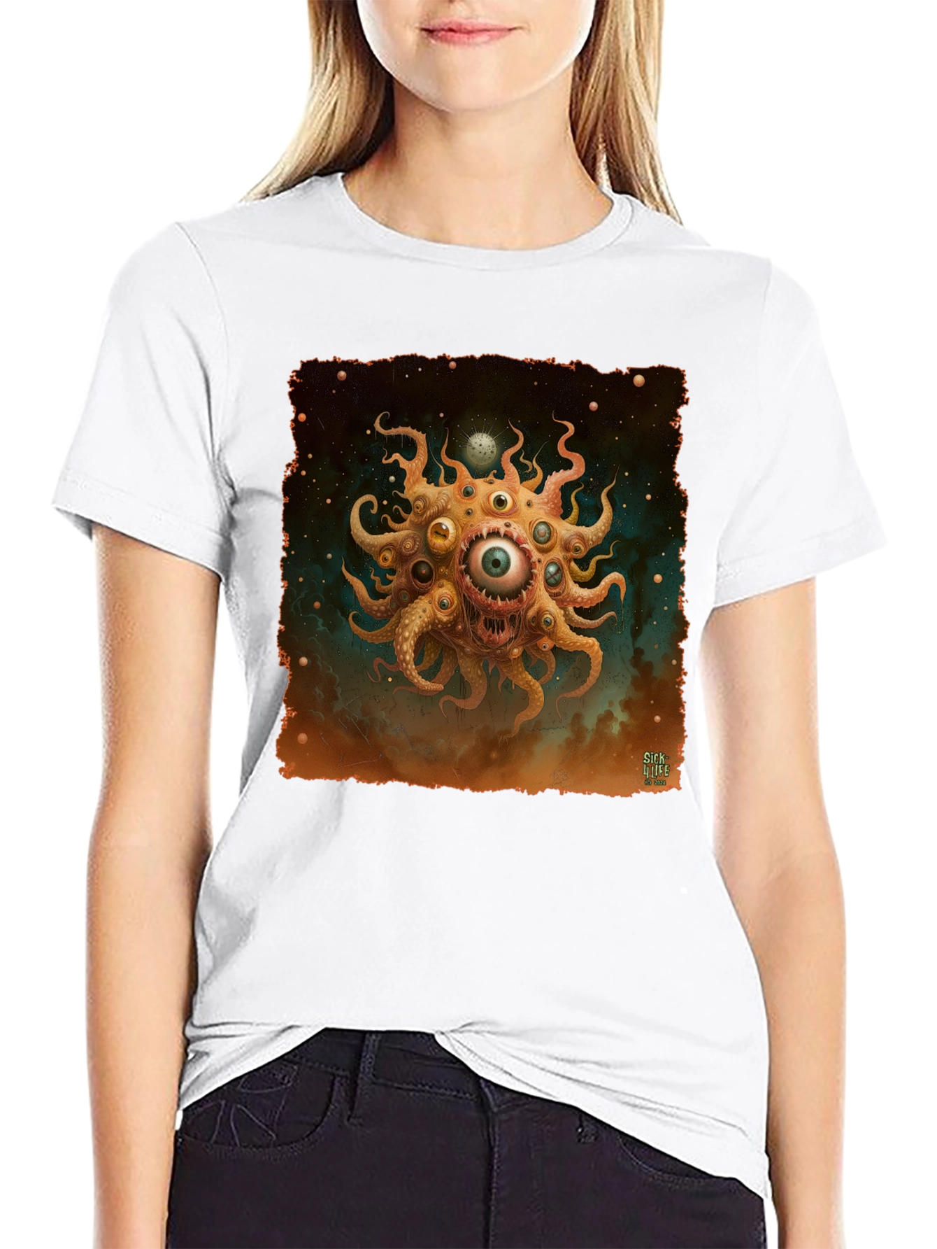 Eye Monster Graphic Tee - Black Cotton T-Shirt