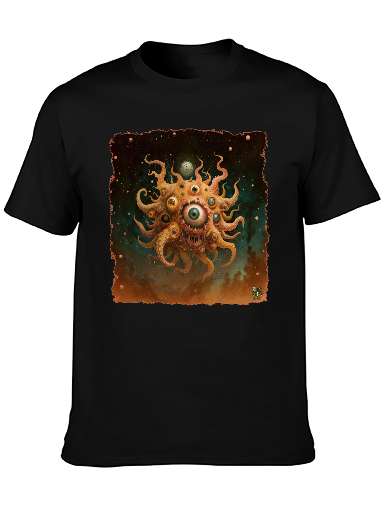 Eye Monster Graphic Tee - Black Cotton T-Shirt