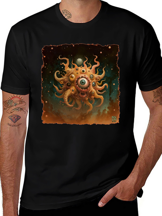 Eye Monster Graphic Tee - Black Cotton T-Shirt