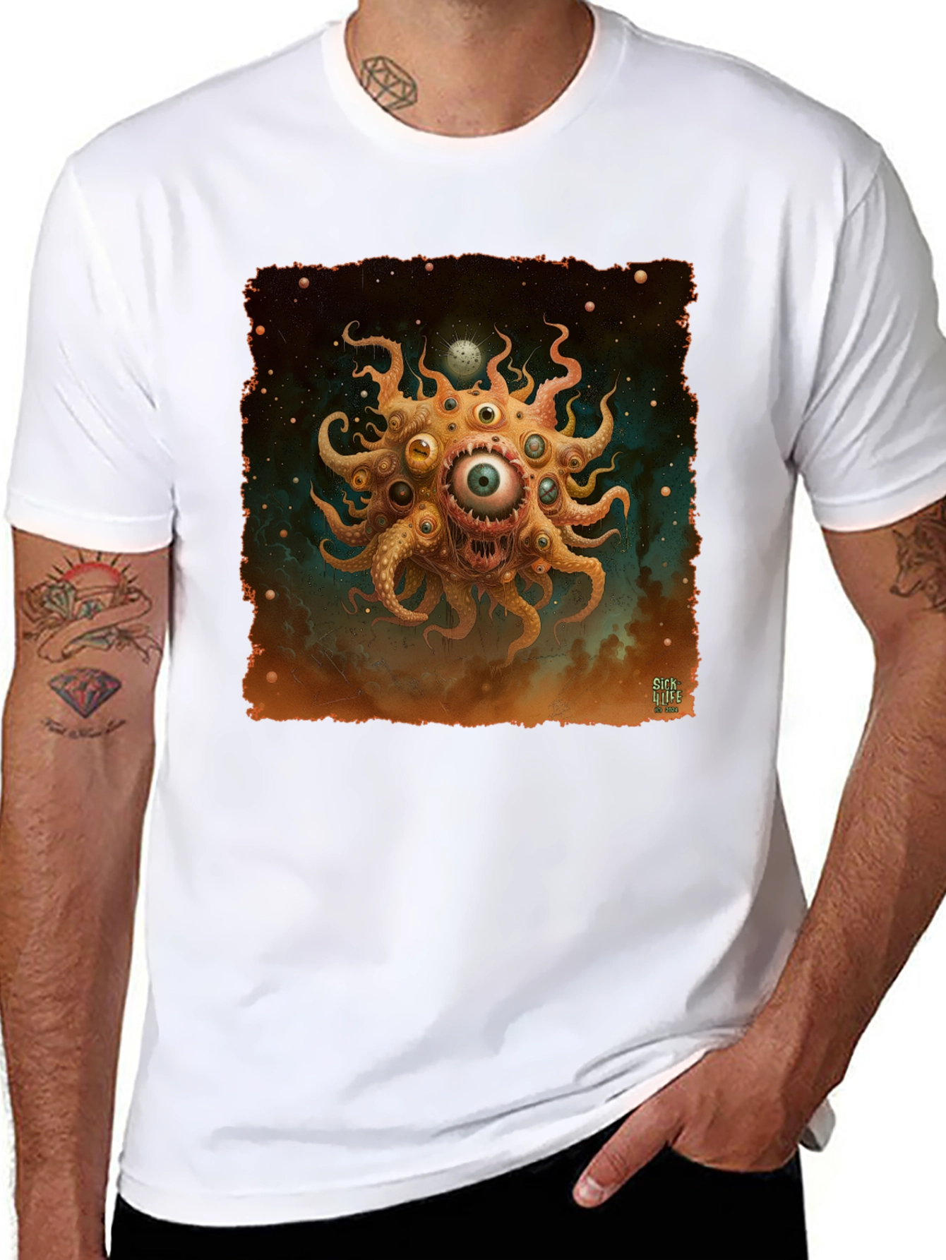 Eye Monster Graphic Tee - Black Cotton T-Shirt