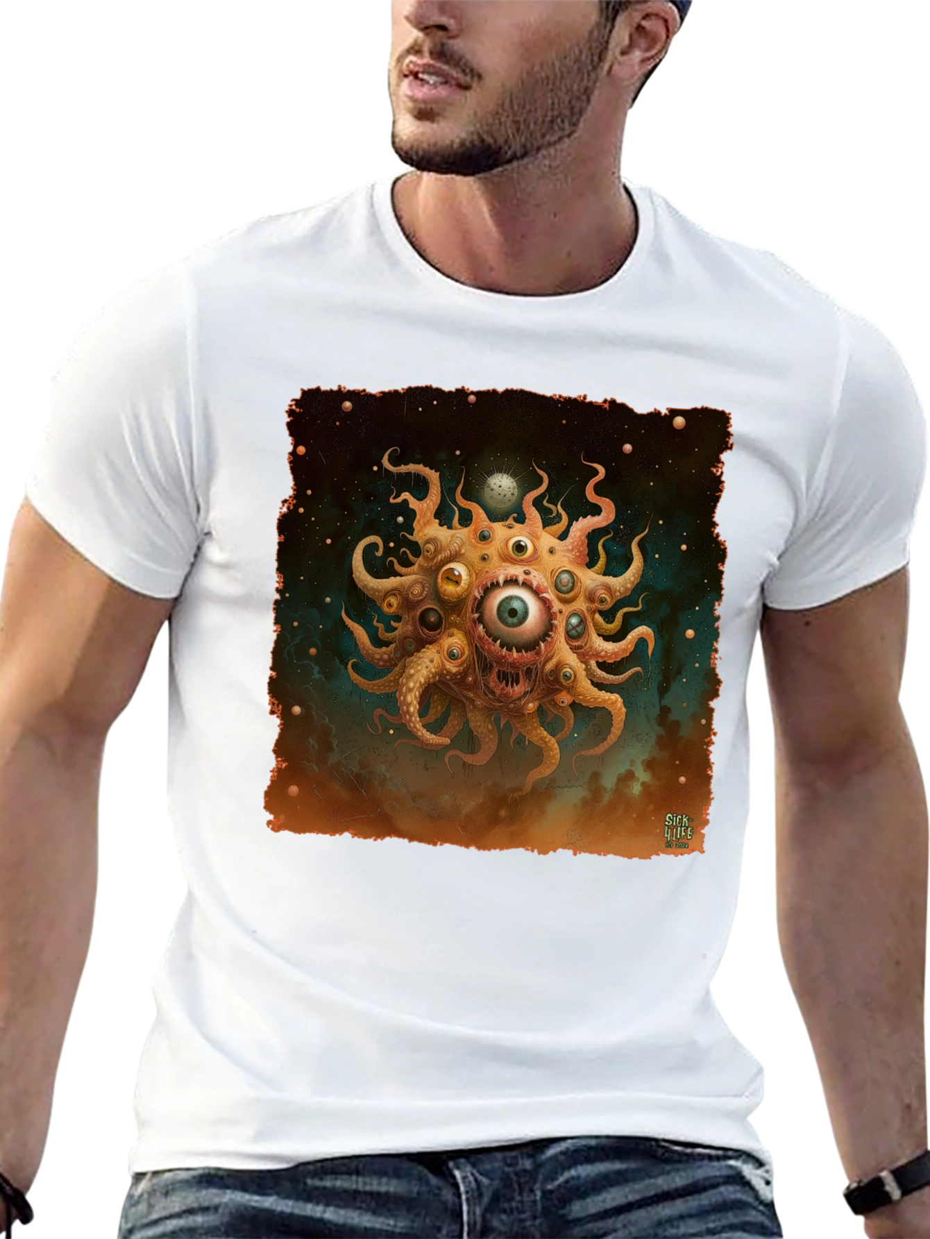 Eye Monster Graphic Tee - Black Cotton T-Shirt