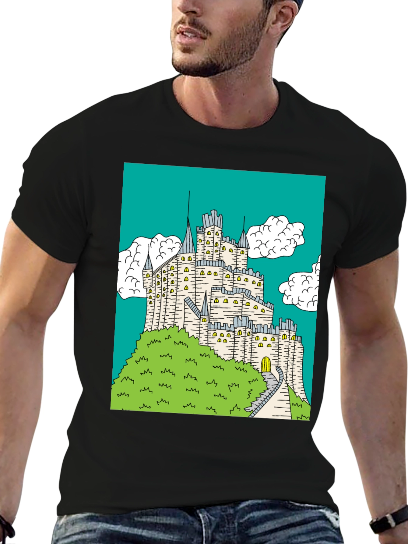 Castle Graphic Print Crew Neck T-Shirt