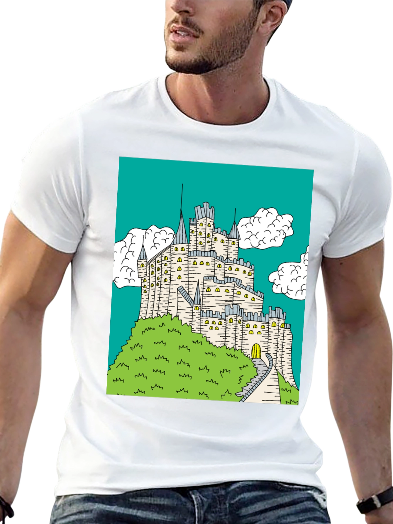 Castle Graphic Print Crew Neck T-Shirt