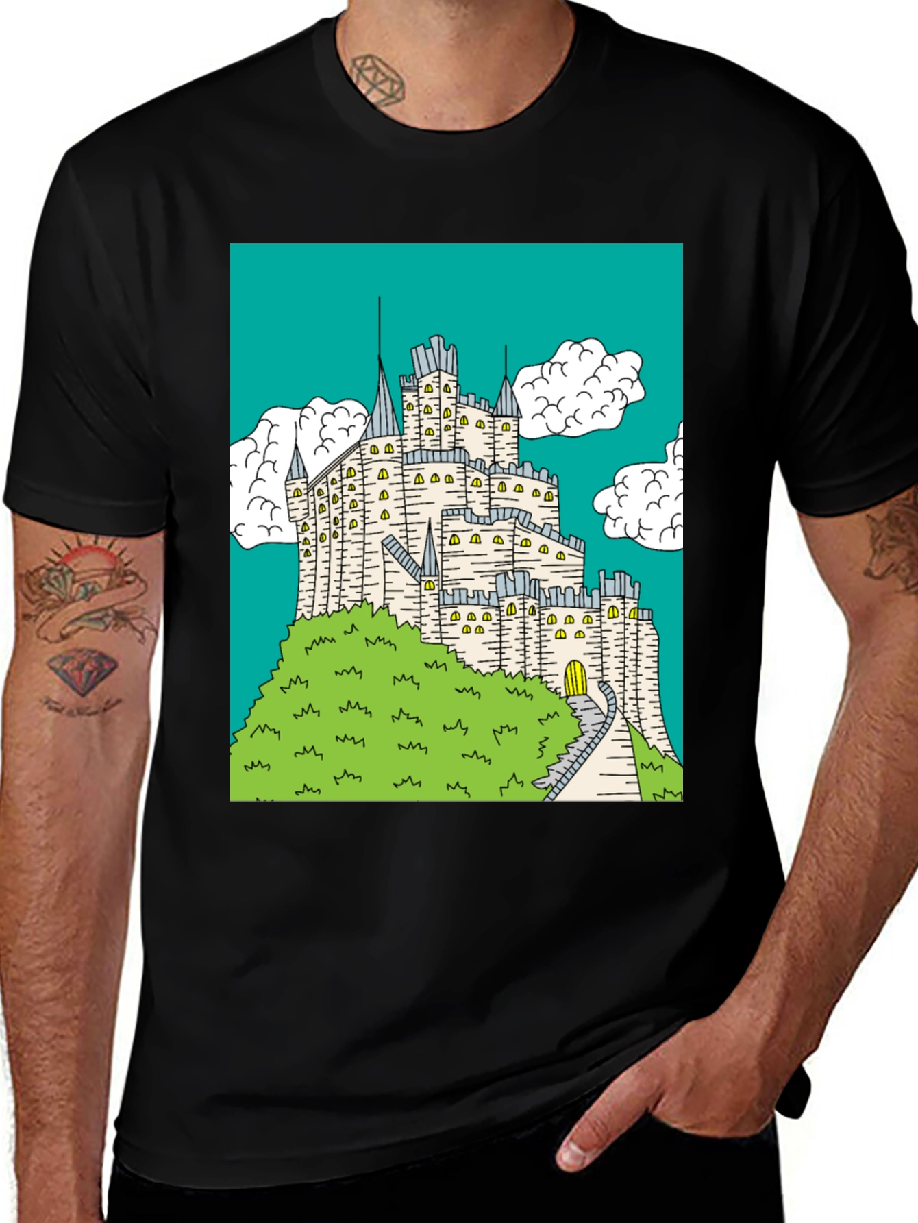 Castle Graphic Print Crew Neck T-Shirt