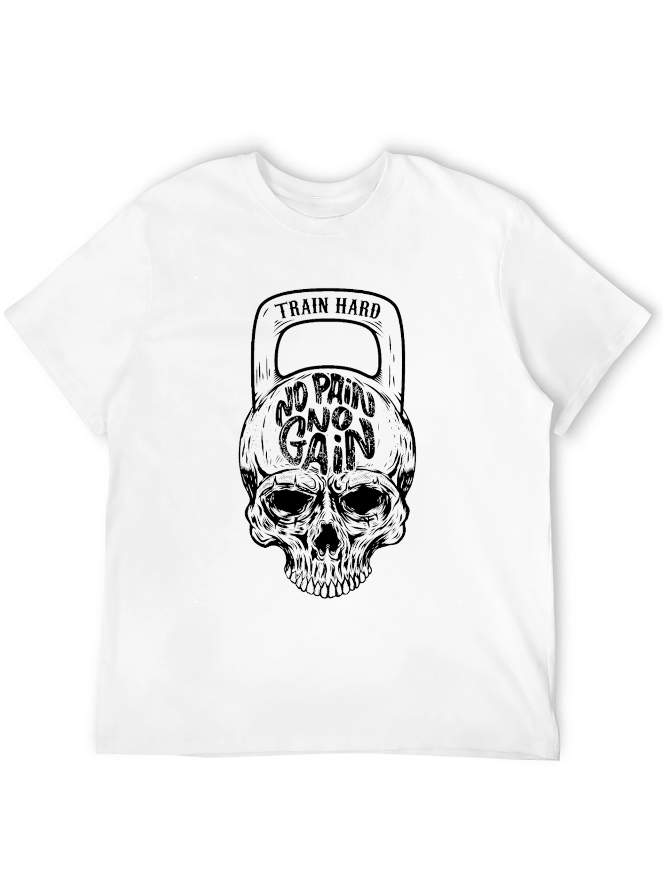 Train Hard Skull Graphic T-Shirt - Black