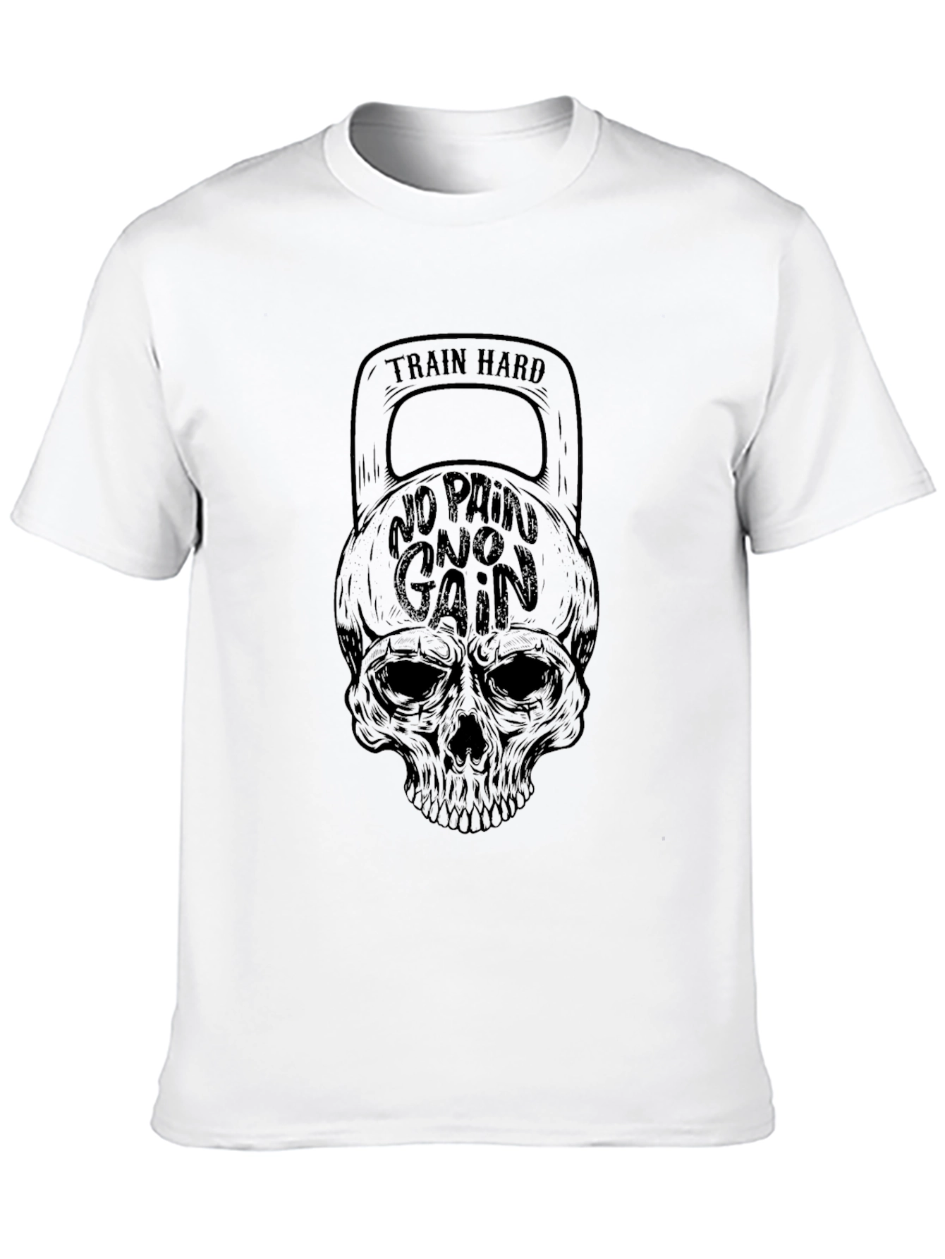 Train Hard Skull Graphic T-Shirt - Black