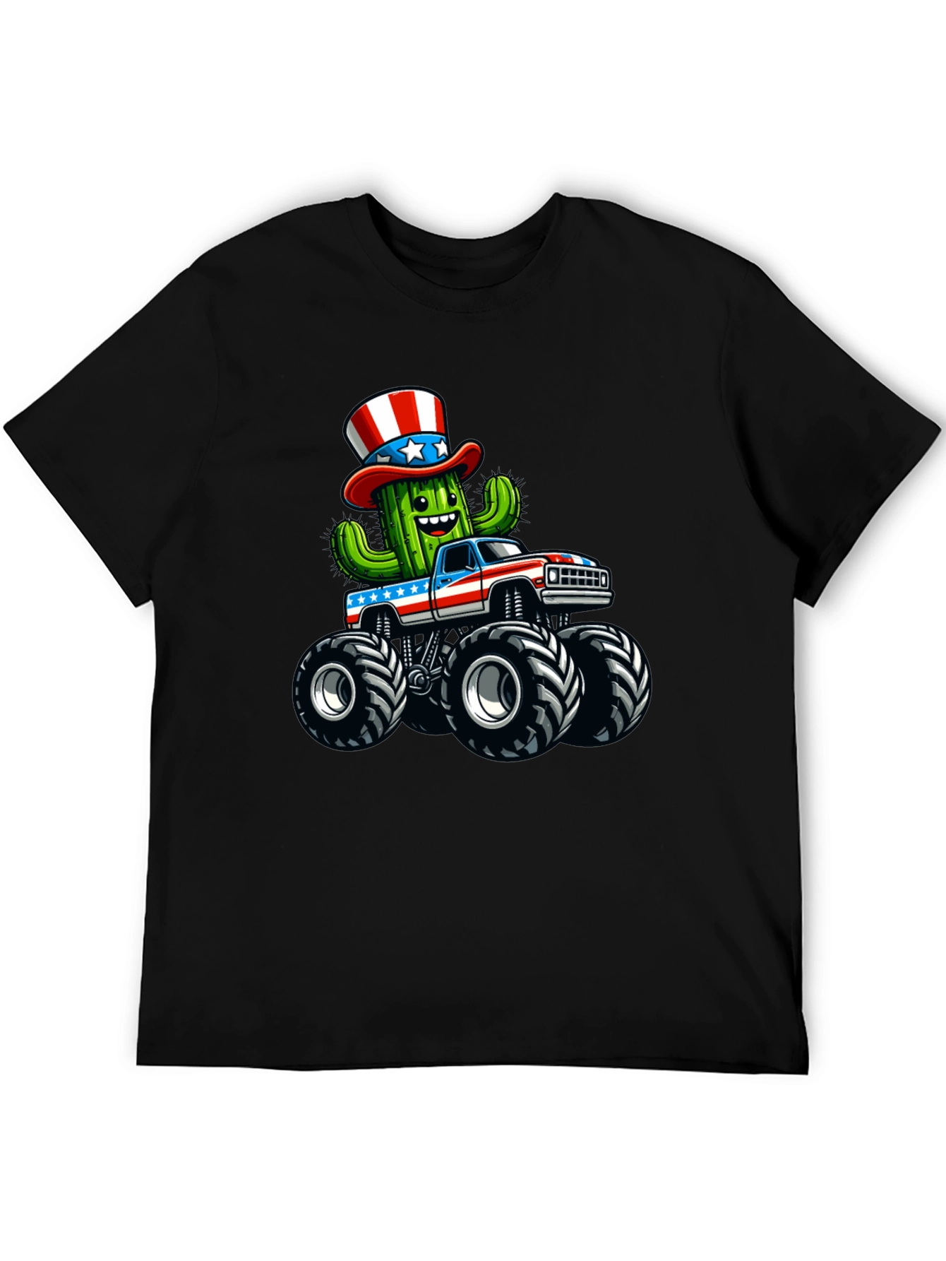 Patriotic Cactus Monster Truck T-Shirt