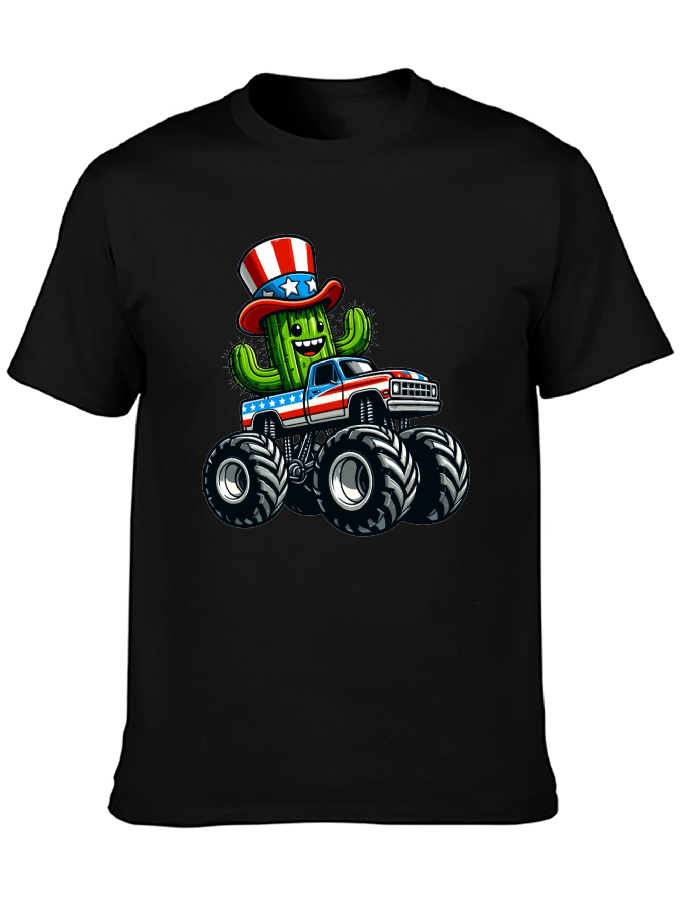 Patriotic Cactus Monster Truck T-Shirt
