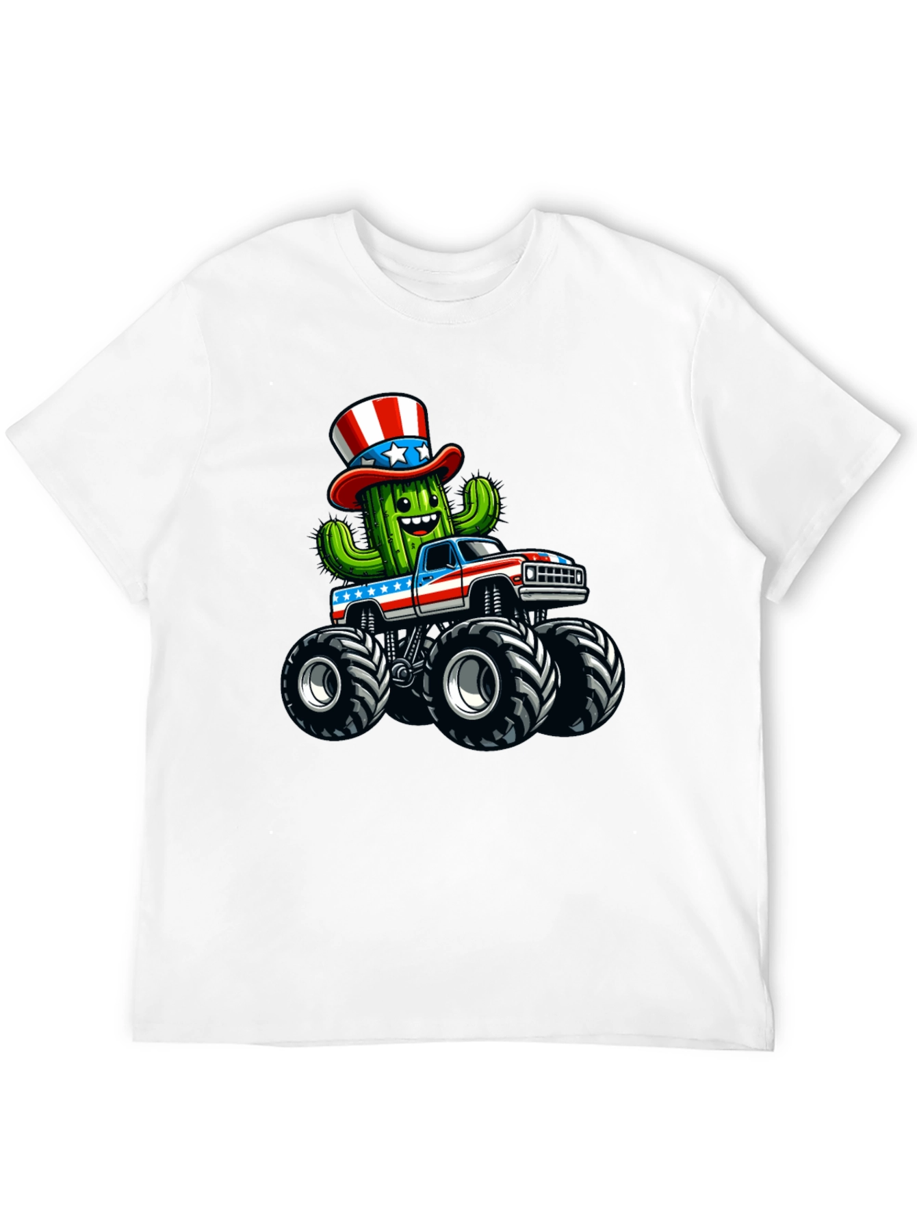 Patriotic Cactus Monster Truck T-Shirt