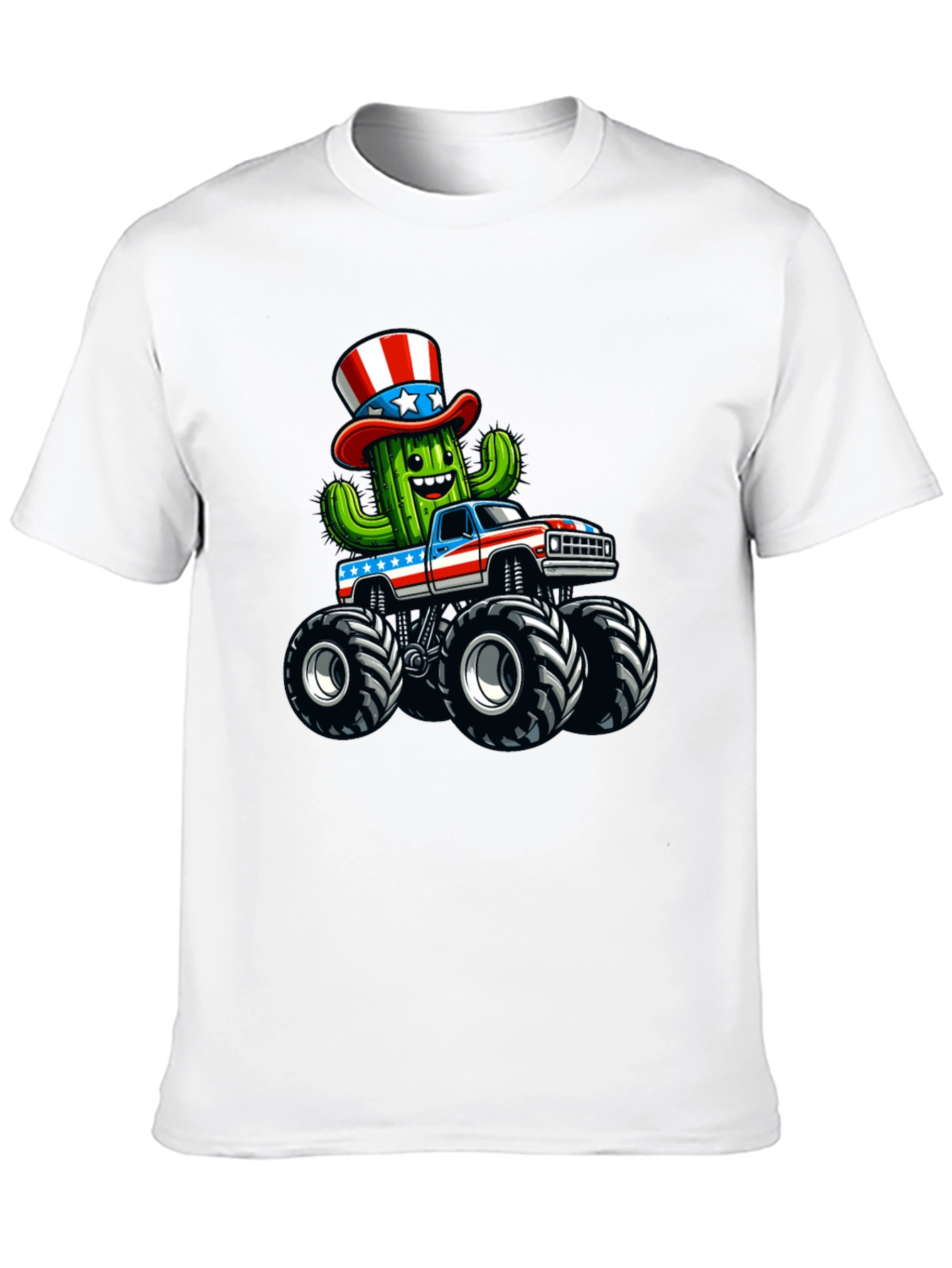 Patriotic Cactus Monster Truck T-Shirt
